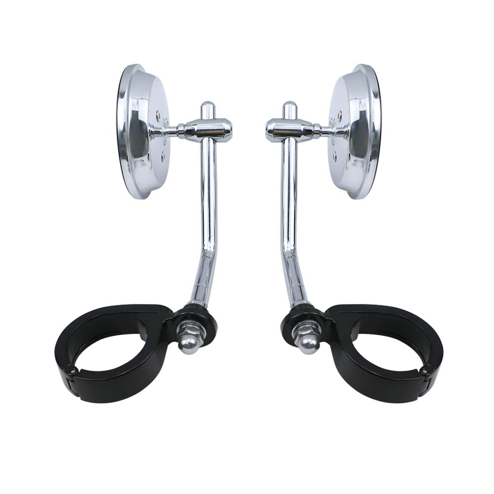 GUAIMI 39-41mm Fork Mount Motorcycle Side Mirrors - Chrome Rearview Mirrors for Harley Sportster XL 883, XL 1200, XL48, 72 Rebel & Bolt Custom Cruisers - Enhances Safety & Style for Urban Commuting & Long Rides