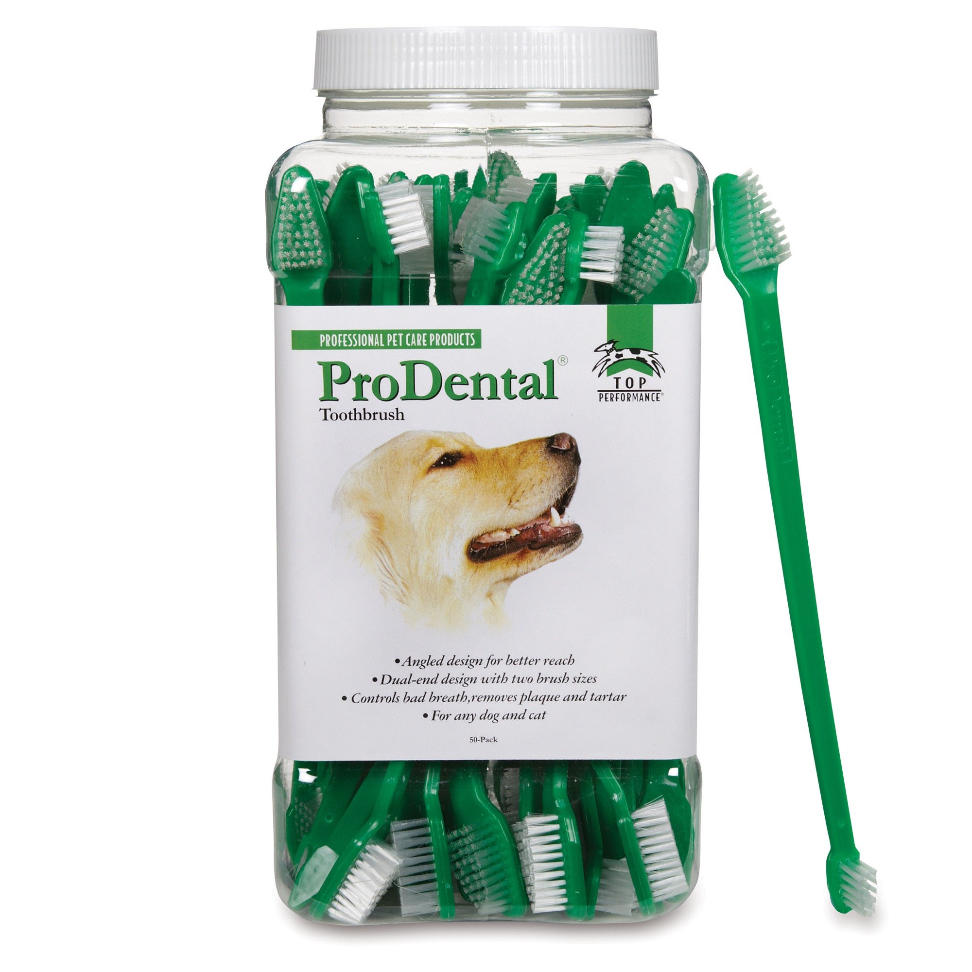 Premium Dual-Ended Toothbrush for Dogs & Cats - 50 Pack ProDental Pet Toothbrushes for Effective Teeth Cleaning - Perfect for Daily Oral Care & Dental Hygiene at Home