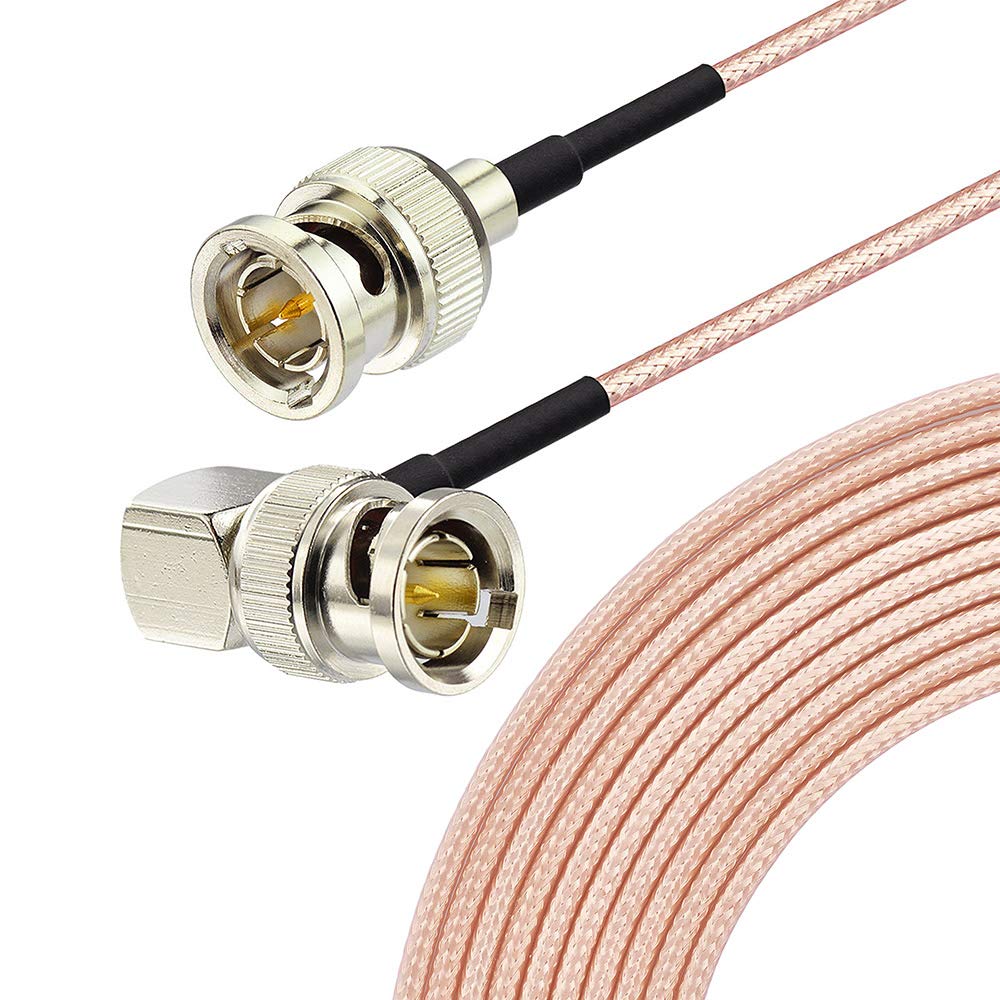 Superbat 3G/HD SDI BNC Cable - 30cm 75Ω High-Speed Video Cable for Cameras & Broadcast Equipment - Supports HD-SDI/3G-SDI/4K/8K (Straight to Right Angle, 1Pcs) - Perfect for Studio Production, Live Streaming & Professional Videography