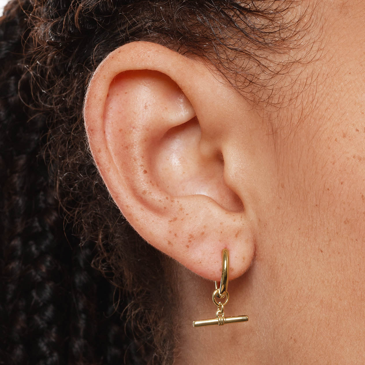 Gold T Bar Drop Charm Huggie Earrings - Elegant & Dainty Jewelry for Everyday Wear & Special Occasions