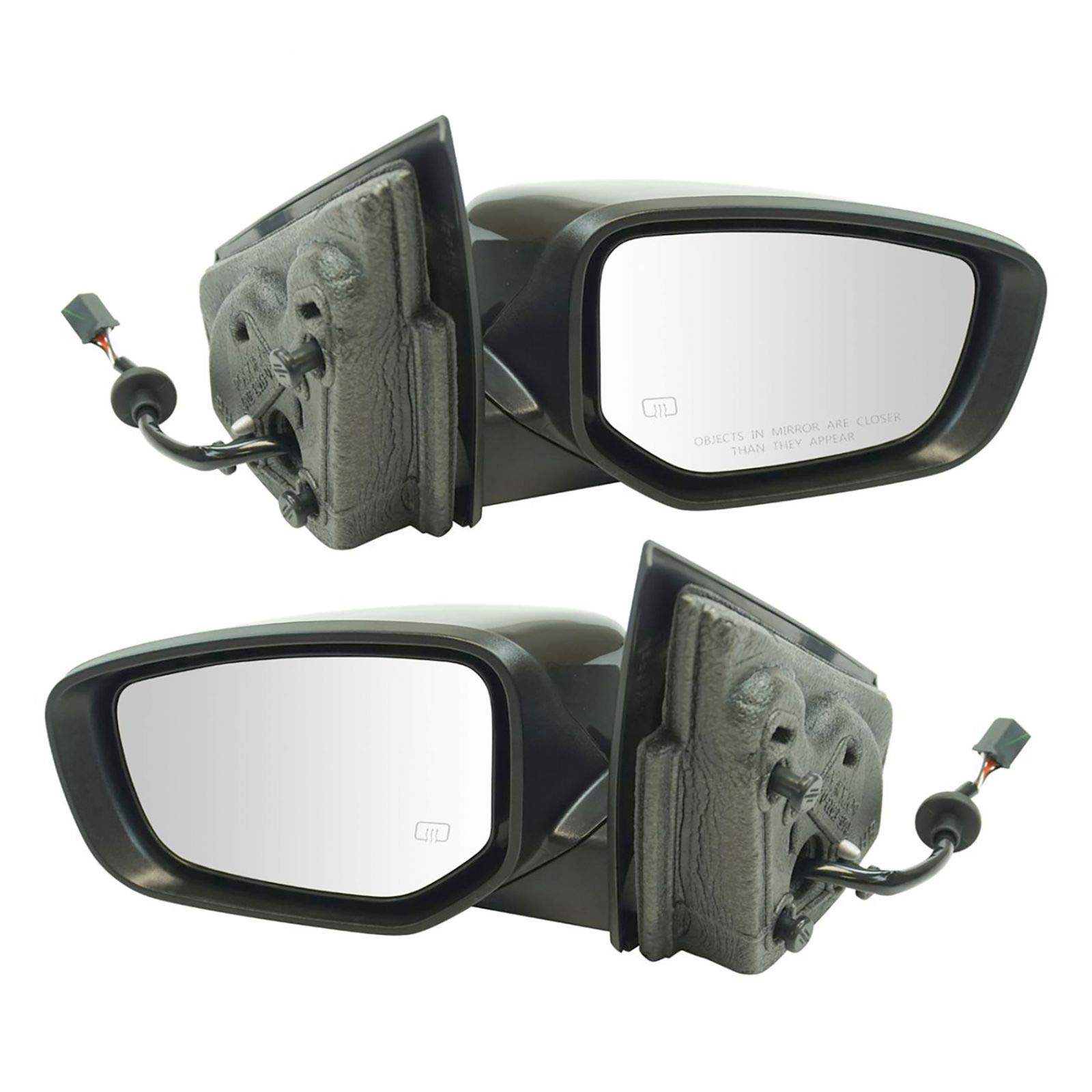 Heated Power Side Mirror Pair - Left & Right for Dodge Dart - Black Smooth Exterior - Perfect for Winter Driving & Enhanced Visibility