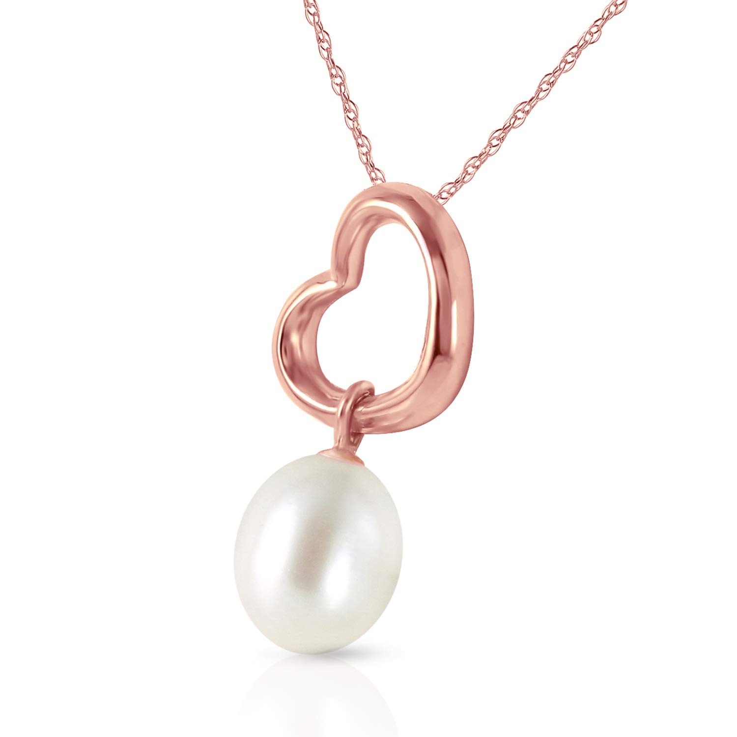 14K Gold Open Heart Pendant Necklace with Genuine Pearl Drop - Elegant Jewelry Gift for Women, Perfect for Valentine's Day, Anniversary & Special Occasions
