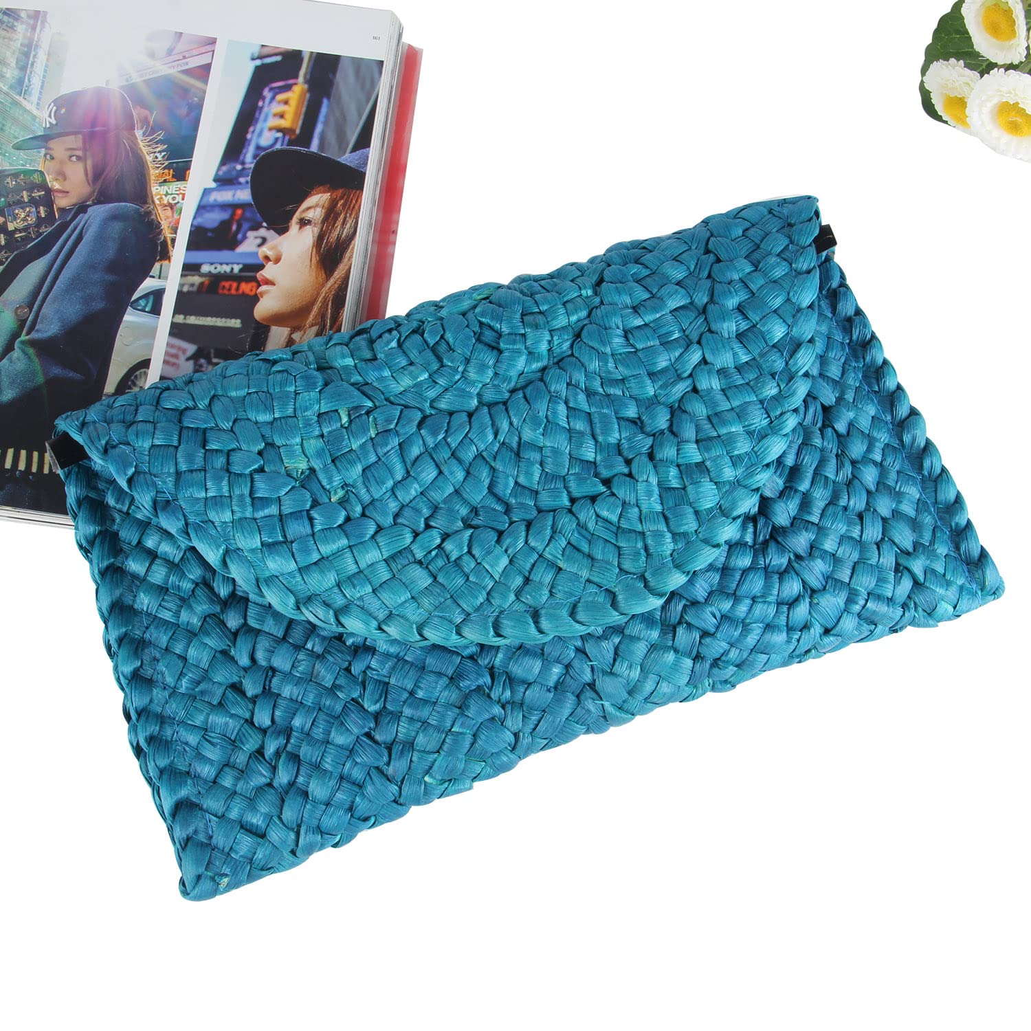 Women's Woven Straw Clutch Purse - Summer Beach Bag, Envelope Handbag for Parties, Weddings & Vacation Accessories