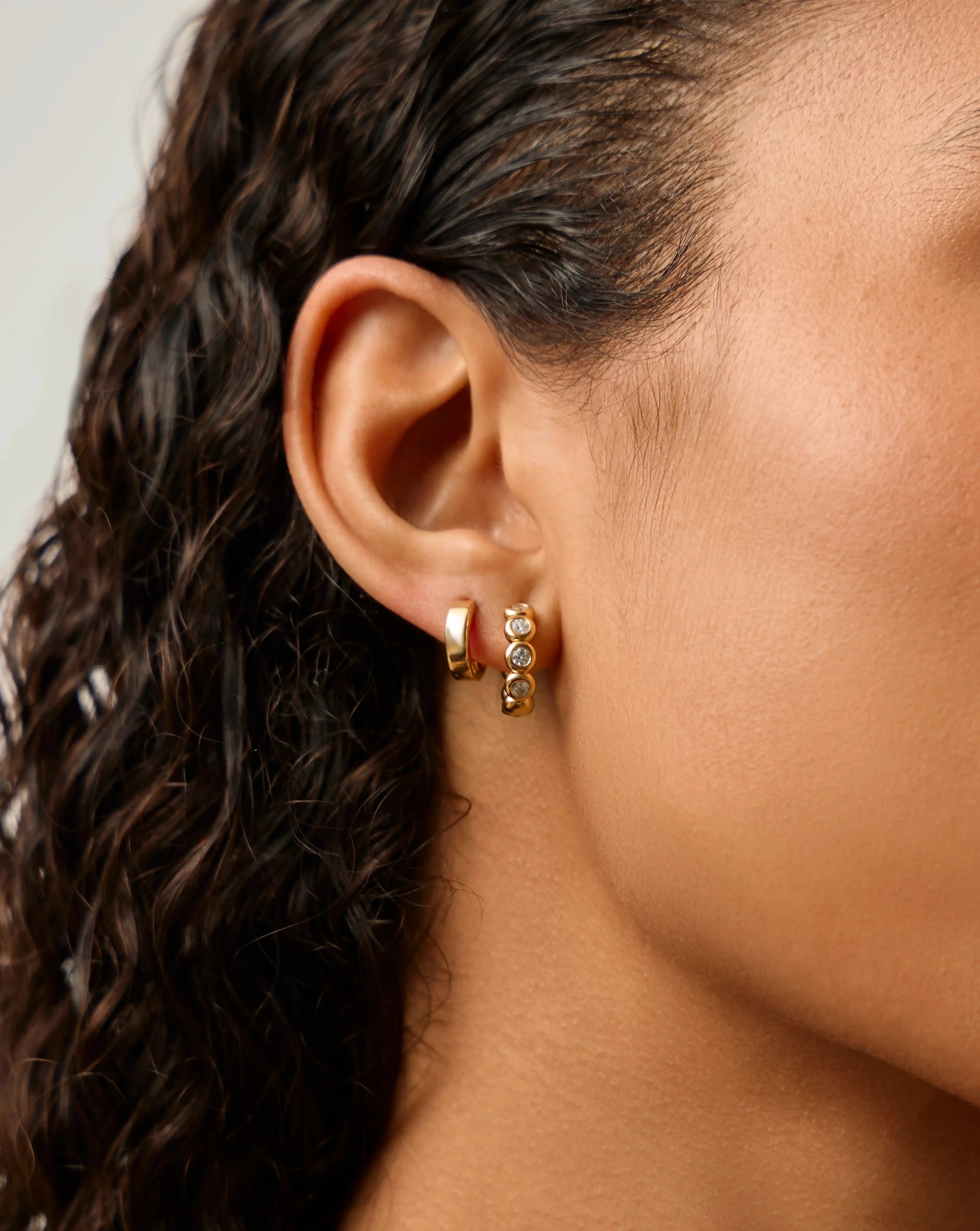 18k Gold Vermeil Tennis & Hoop Earrings Set for Women - Elegant Everyday Jewelry for Work, Party & Special Occasions
