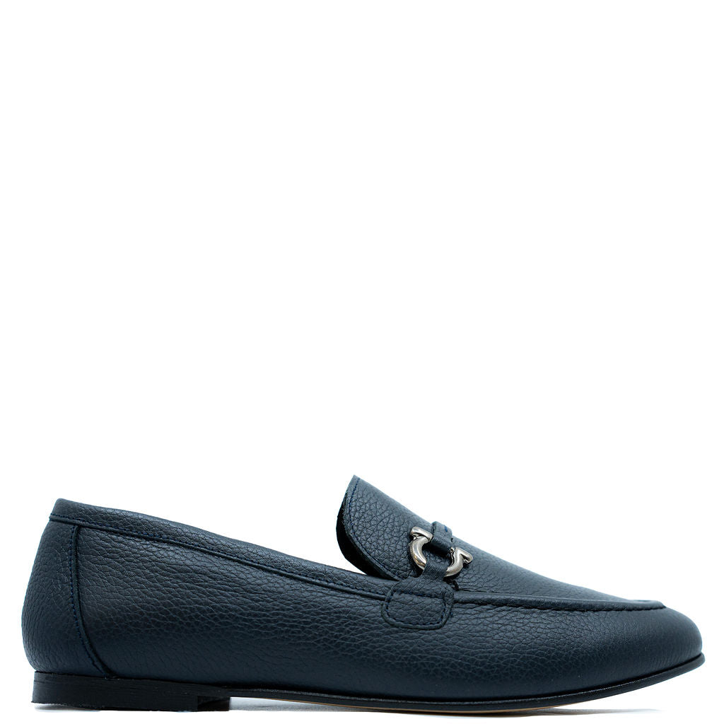 Premium Navy Pebbled Leather Dress Shoes for Men with Buckle Detail – Perfect for Business, Office & Formal Occasions