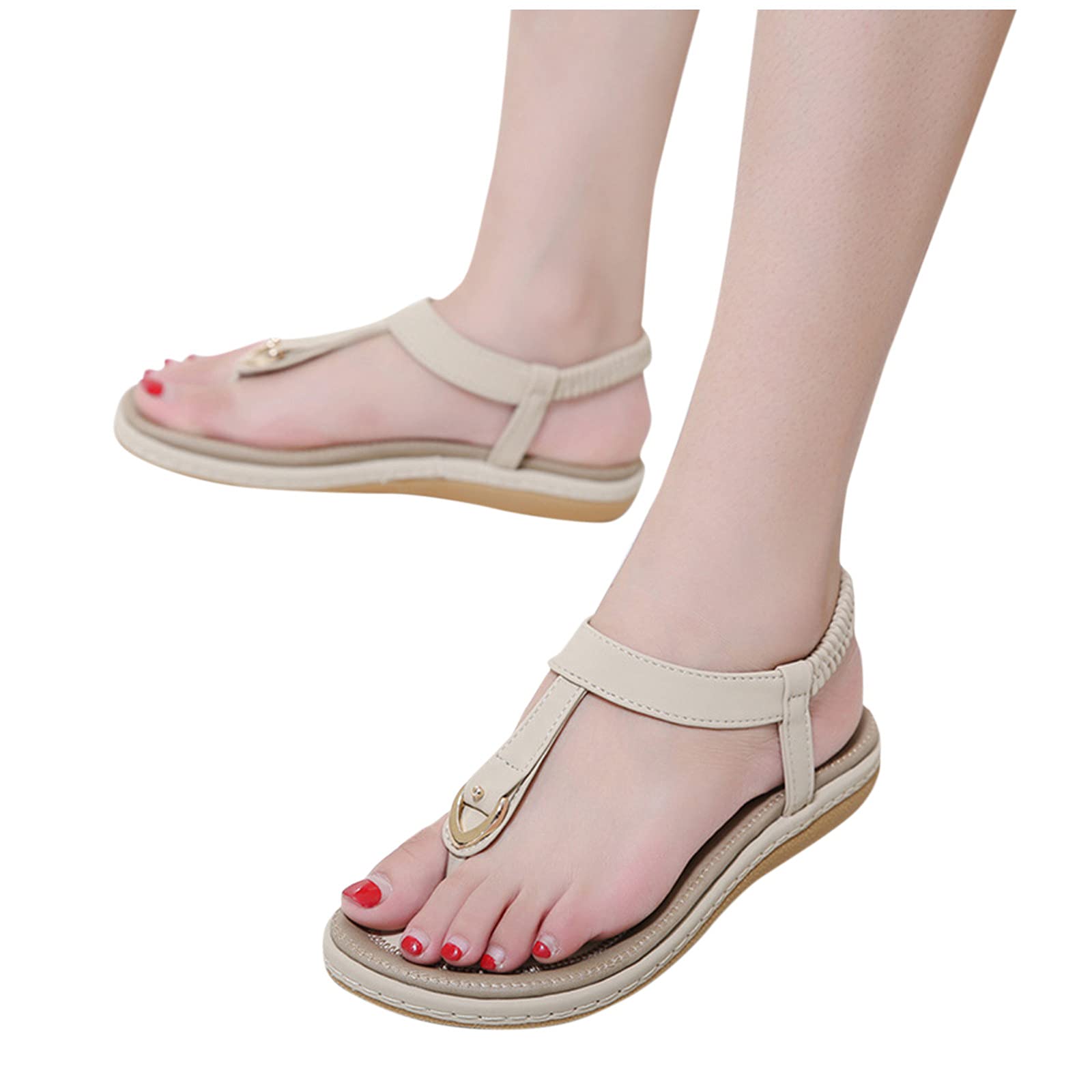 Eduavar Women's Comfortable Shining Diamond Flat Sandals - Roman Style Casual Summer Shoes for Beach, Travel, Party & Daily Wear