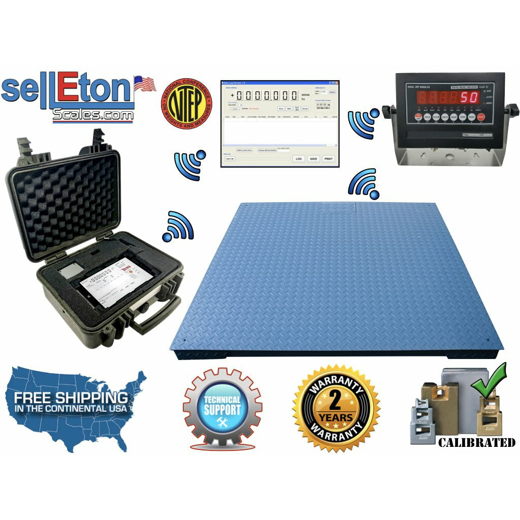 SellEton SL 800 Heavy Duty Industrial Floor Scale 4'x5' (48x60) - NTEP Legal for Trade - 1000 to 20000 lbs Capacity - Durable Warehouse & Shipping Scale for Logistics, Manufacturing & Retail Use