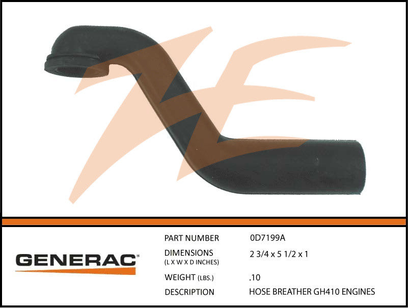 Generac 0D7199A Breather Hose Replacement for 410cc Engines - Compatible with Generac Power Washers & Pressure Washers - Durable Engine Maintenance Part for Outdoor Power Equipment