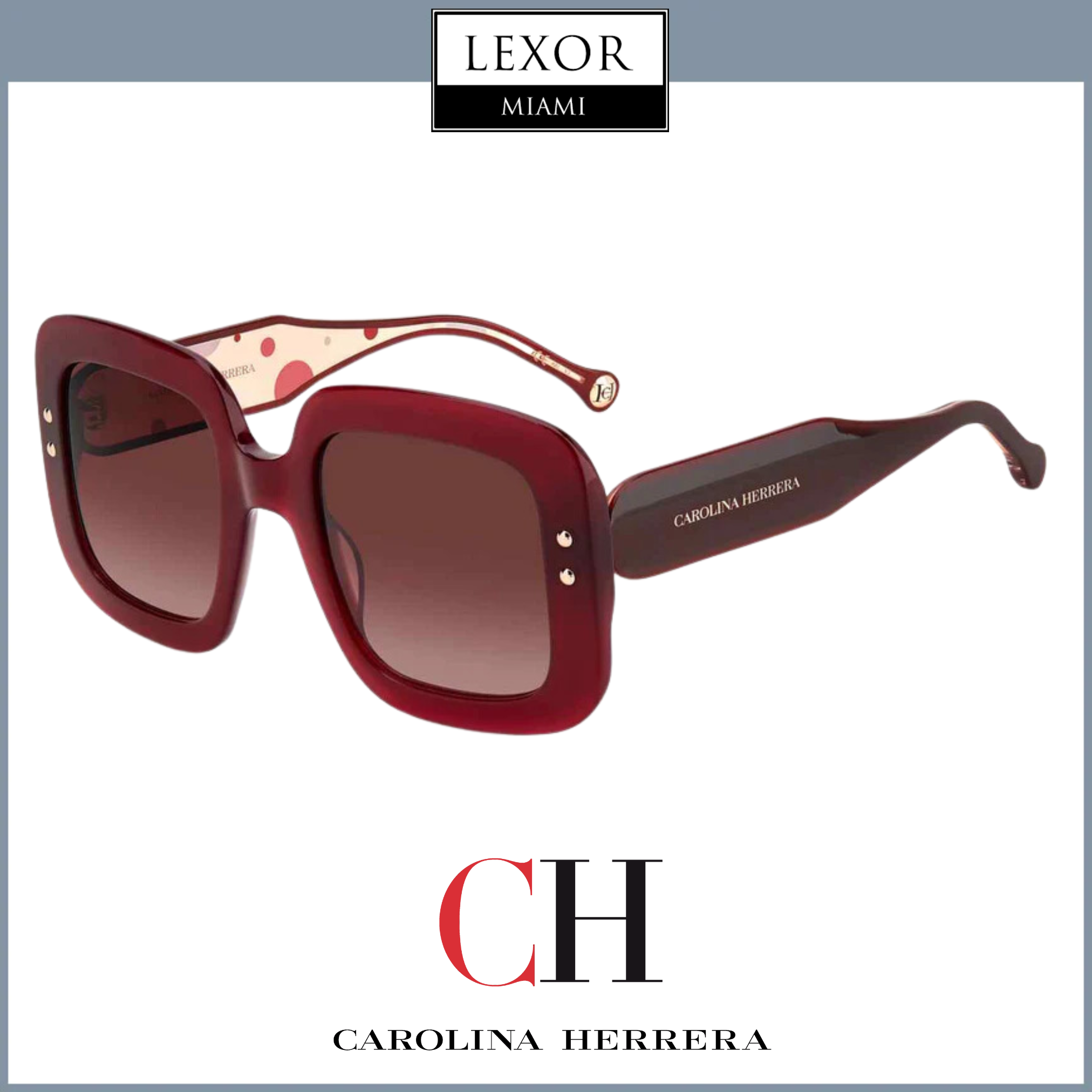 Carolina Herrera CH 0010/S 52 25 145 Women's Designer Sunglasses - UV Protection, Fashion Eyewear for Women - Perfect for Beach, Driving & Outdoor Activities