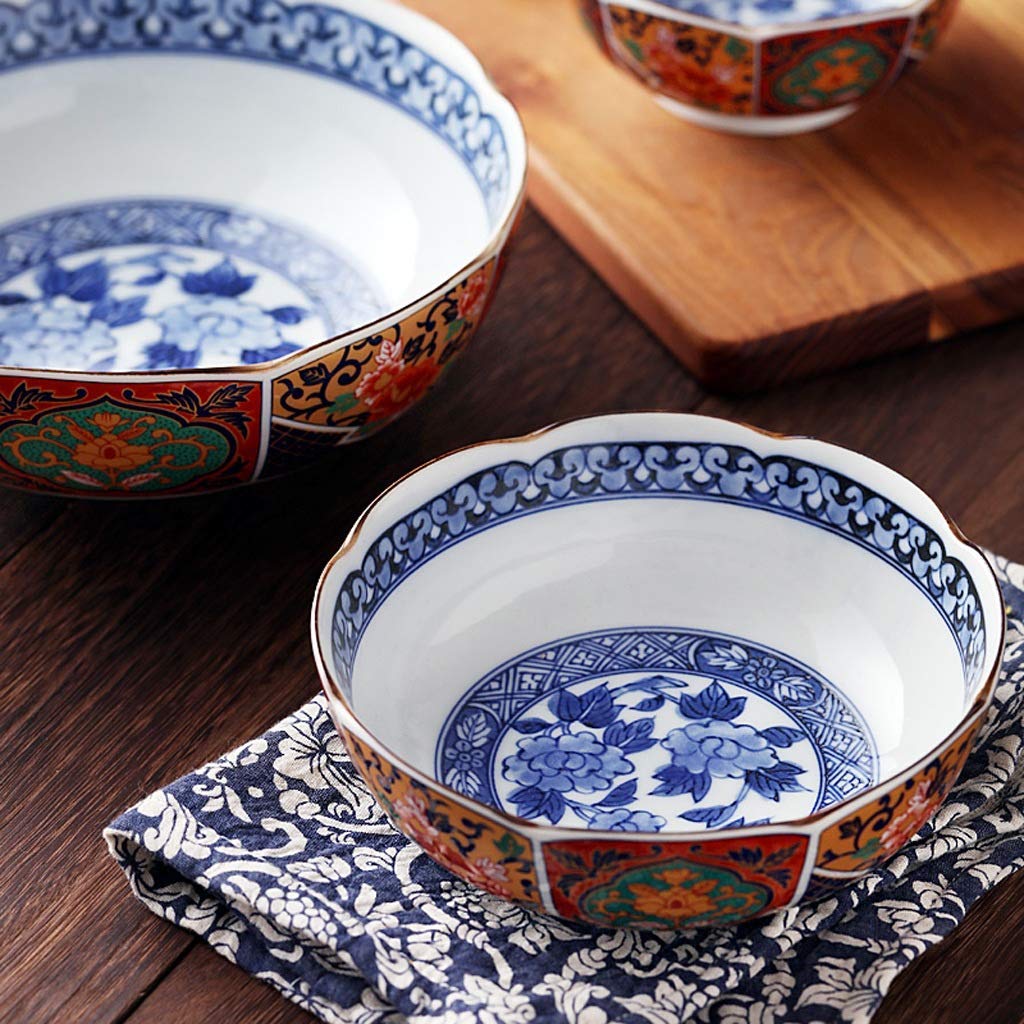Premium Ceramic Noodle Bowls - Large Capacity Ramen Soup Bowls for Restaurants & Home Use | Durable Grain Bowls with Retro Design for Asian Cuisine, Pasta, Salad & Family Dining