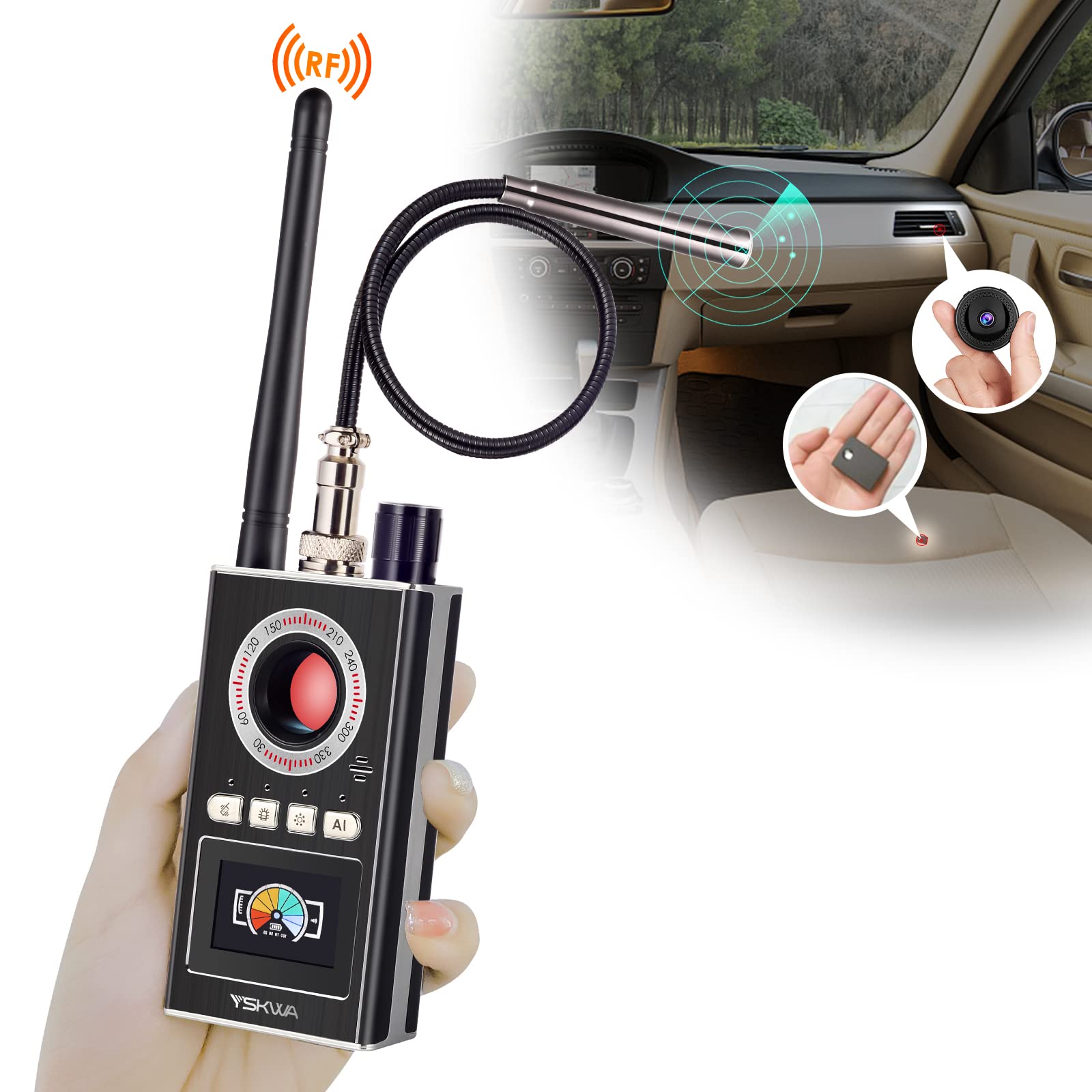 **YSKWA Professional Hidden Camera & Bug Detector - Anti Spy RF Signal GPS Tracker Finder for Home, Office & Travel Security**