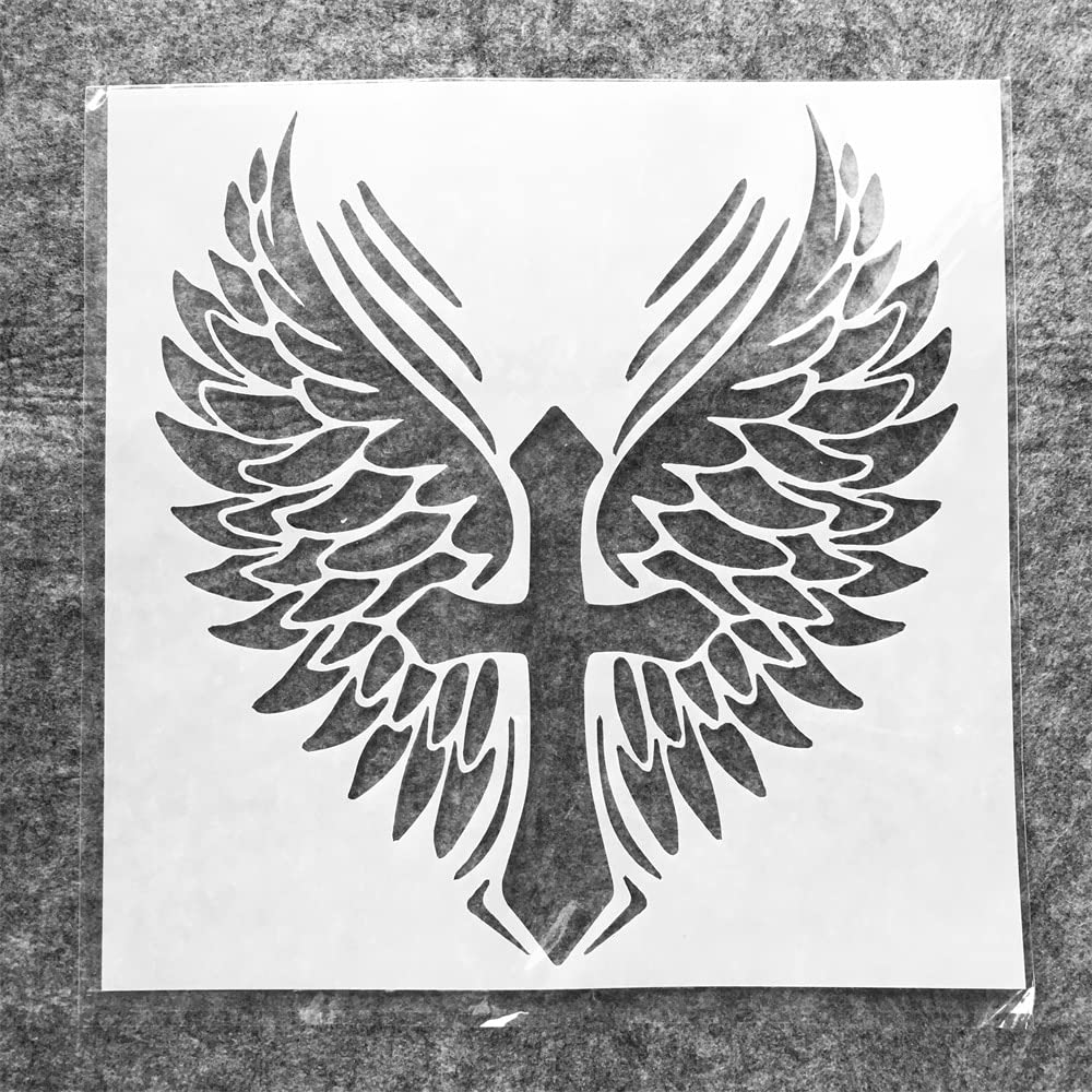30x30cm Wings Totem Stencil for Painting - Reusable DIY Craft Template for Wood, Canvas, Paper & Wall Art - Perfect for Home Decor, Scrapbooking & Mixed Media Projects