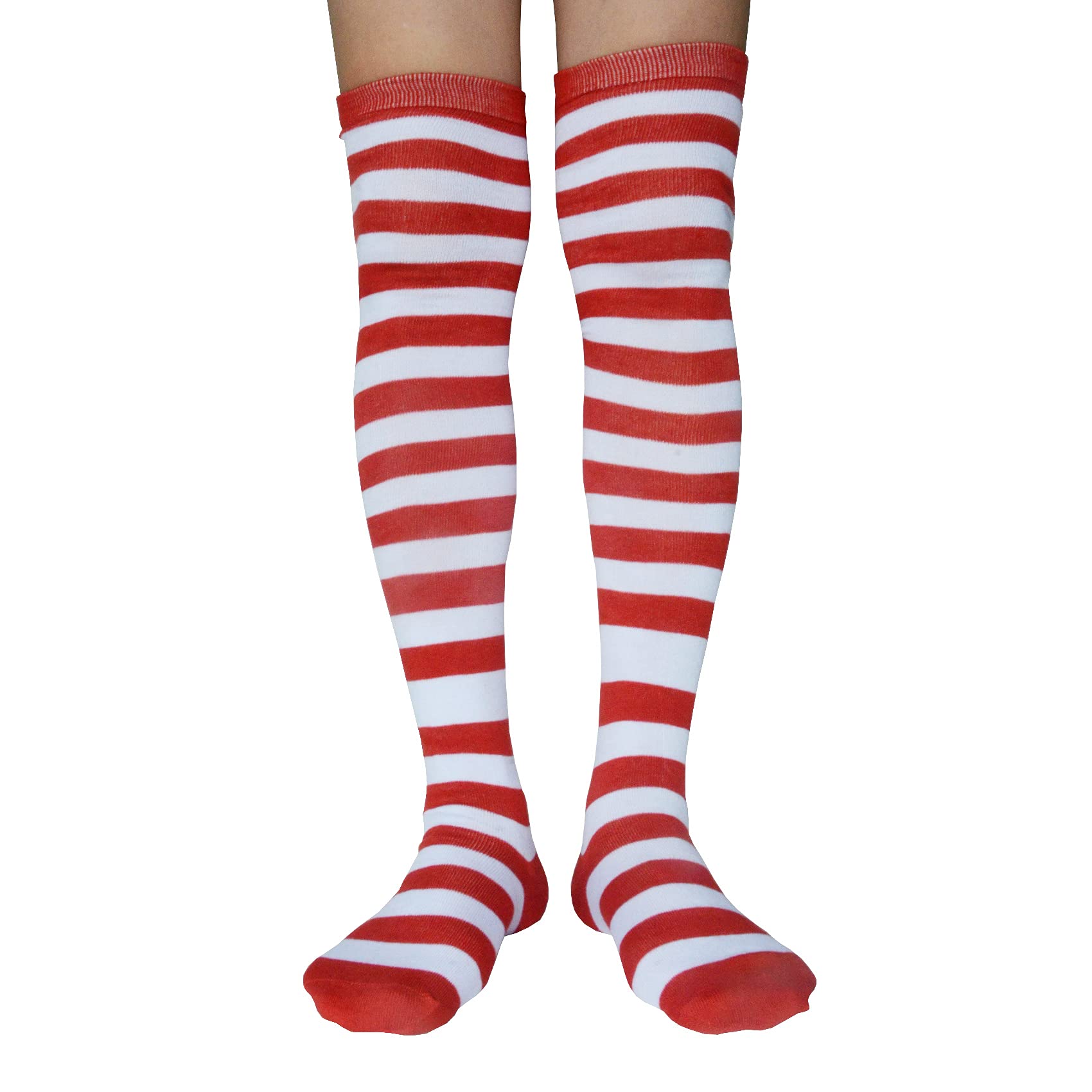 Women's Striped Thigh High Socks - Cotton Warm Over Knee Stockings, Extra Long Leg Warmers for Winter, Cosplay & Goth Style - Perfect for Cold Weather, Halloween Costumes & Fashion Outfits (LW-3)