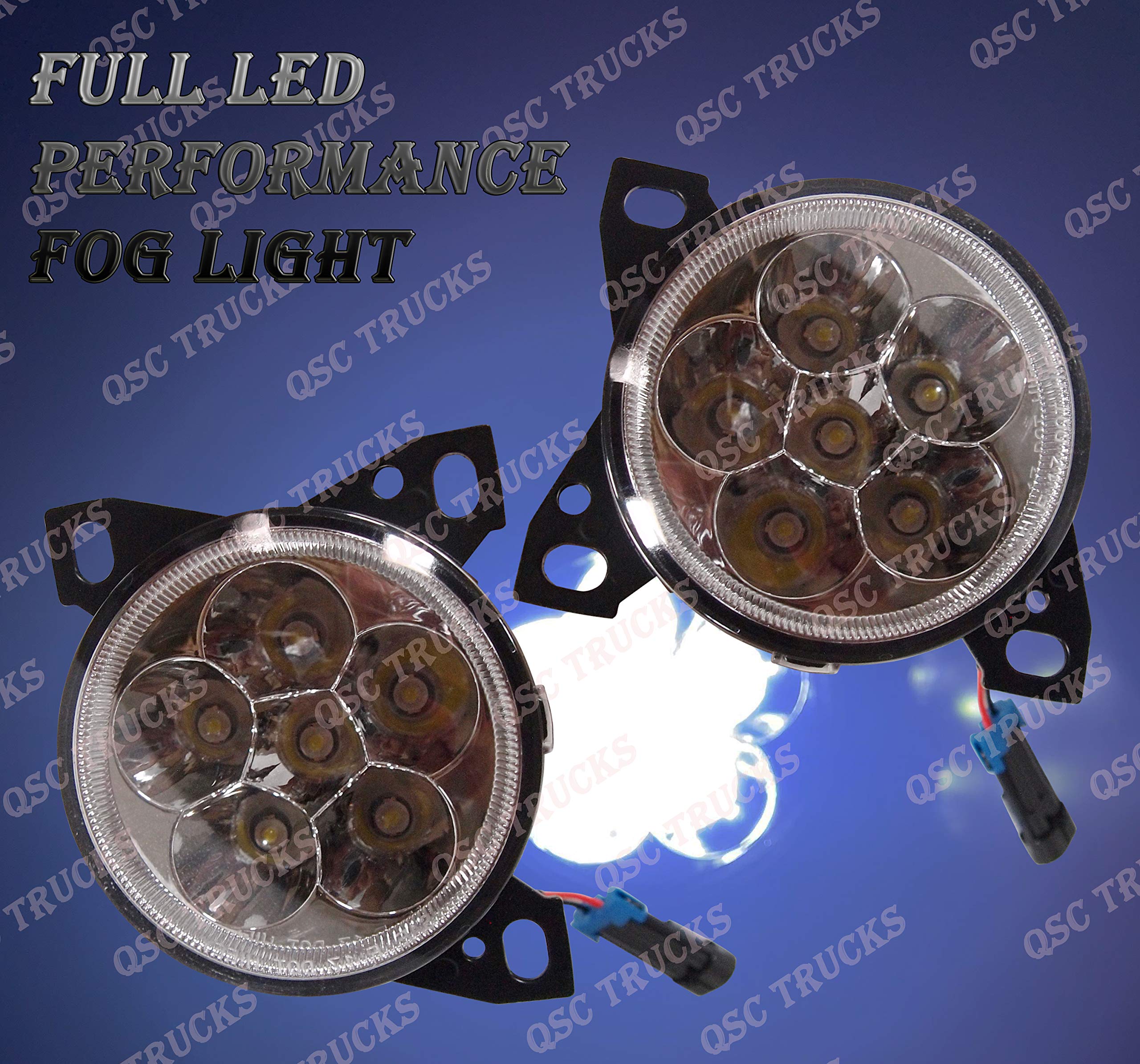 QSC Full LED Fog Lights Lamps Pair for Kenworth T660 Peterbilt 579 587 - Durable Truck Parts with Bright Beam for Night Driving & Off-Road Use