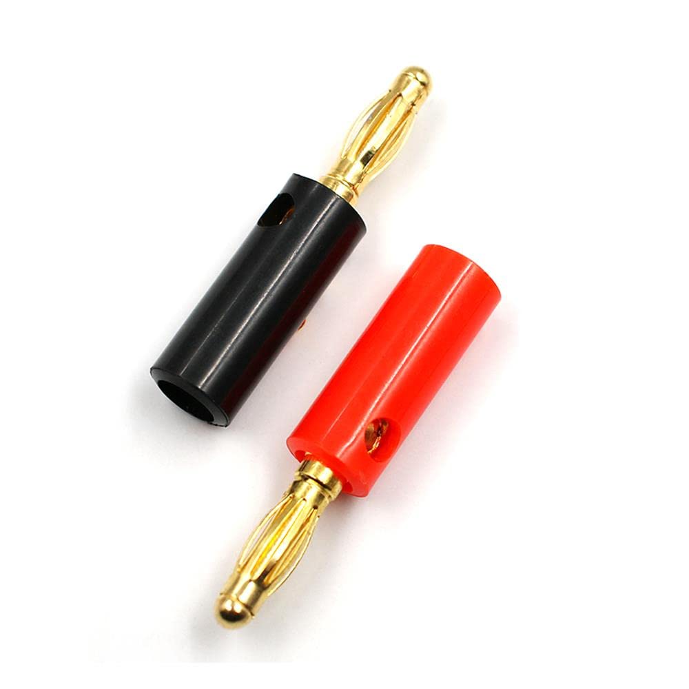 10pcs Gold Plated Banana Plugs 4mm Speaker Connectors - Red & Black Audio Screw Terminals for Home Theater, Car Audio, and DIY Speaker Projects