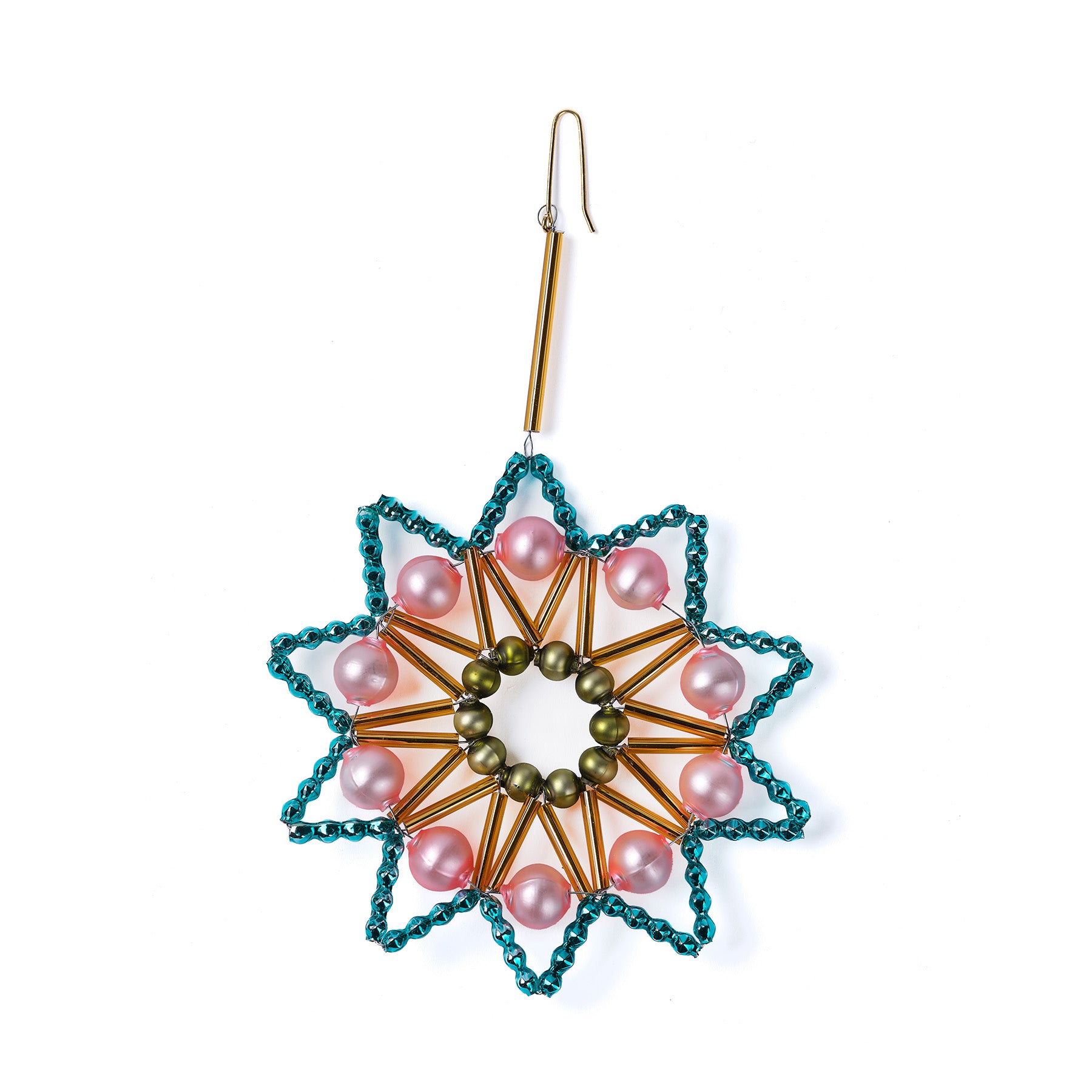 Blue Gold Pink Green Star Ornaments - Christmas Tree Decorations, Holiday Party Decor, Home & Office Festive Decorations