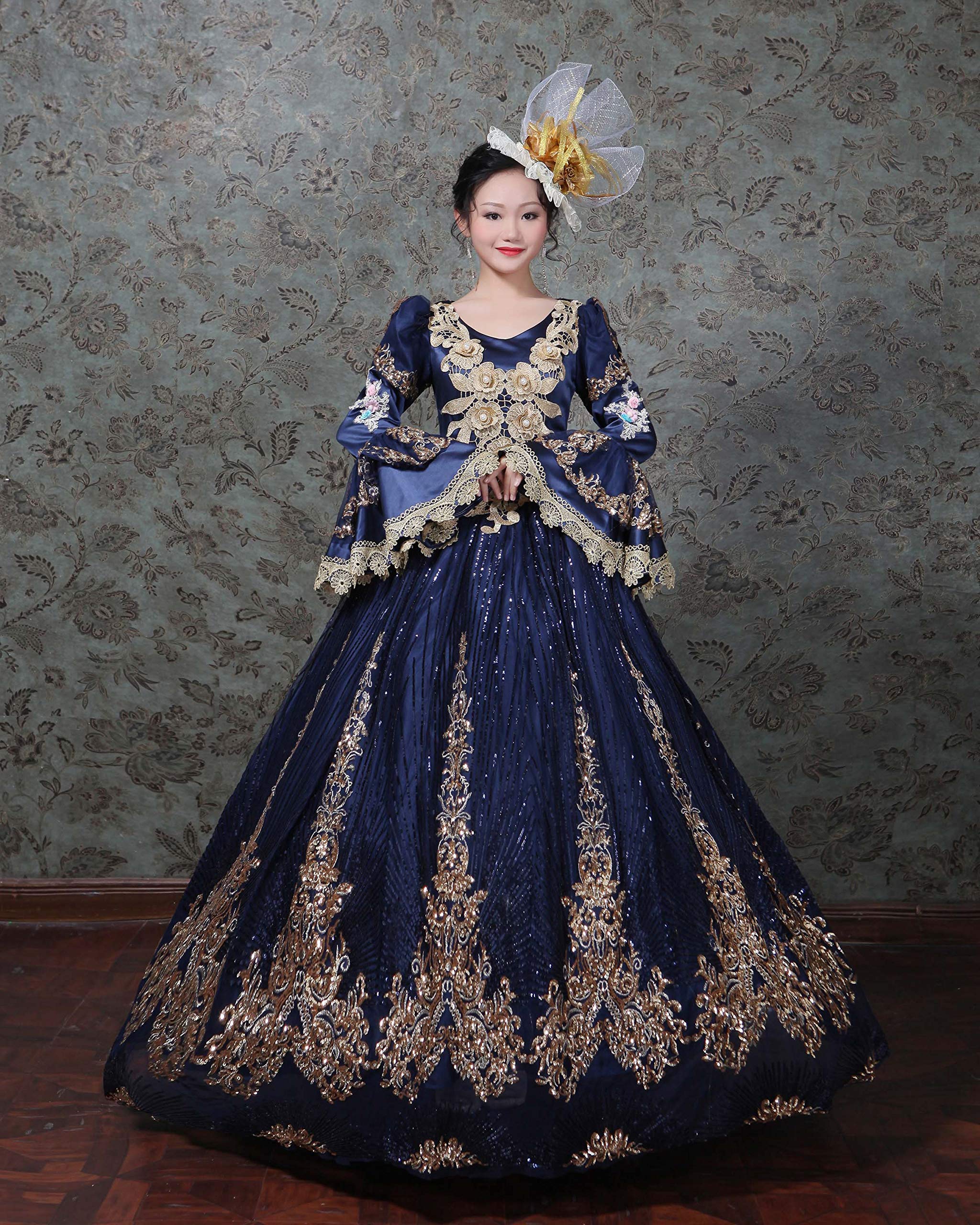 Victorian Renaissance Queen Dress for Women - Elegant Long Rococo Masquerade Ball Gown | Perfect for Costume Parties, Historical Reenactments & Themed Events