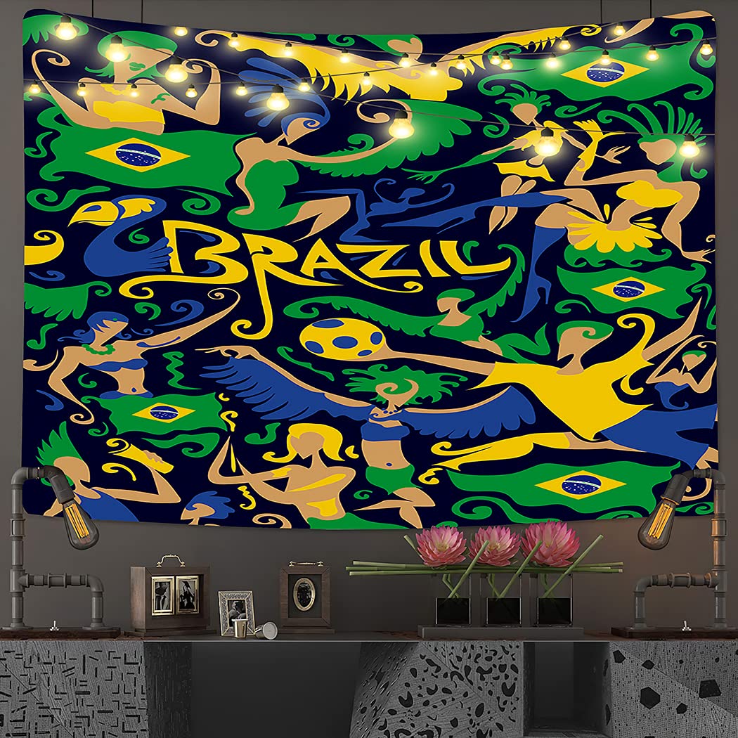Brazil Carnival Room Decor - Brazilian Flag Soccer Tapestry (60