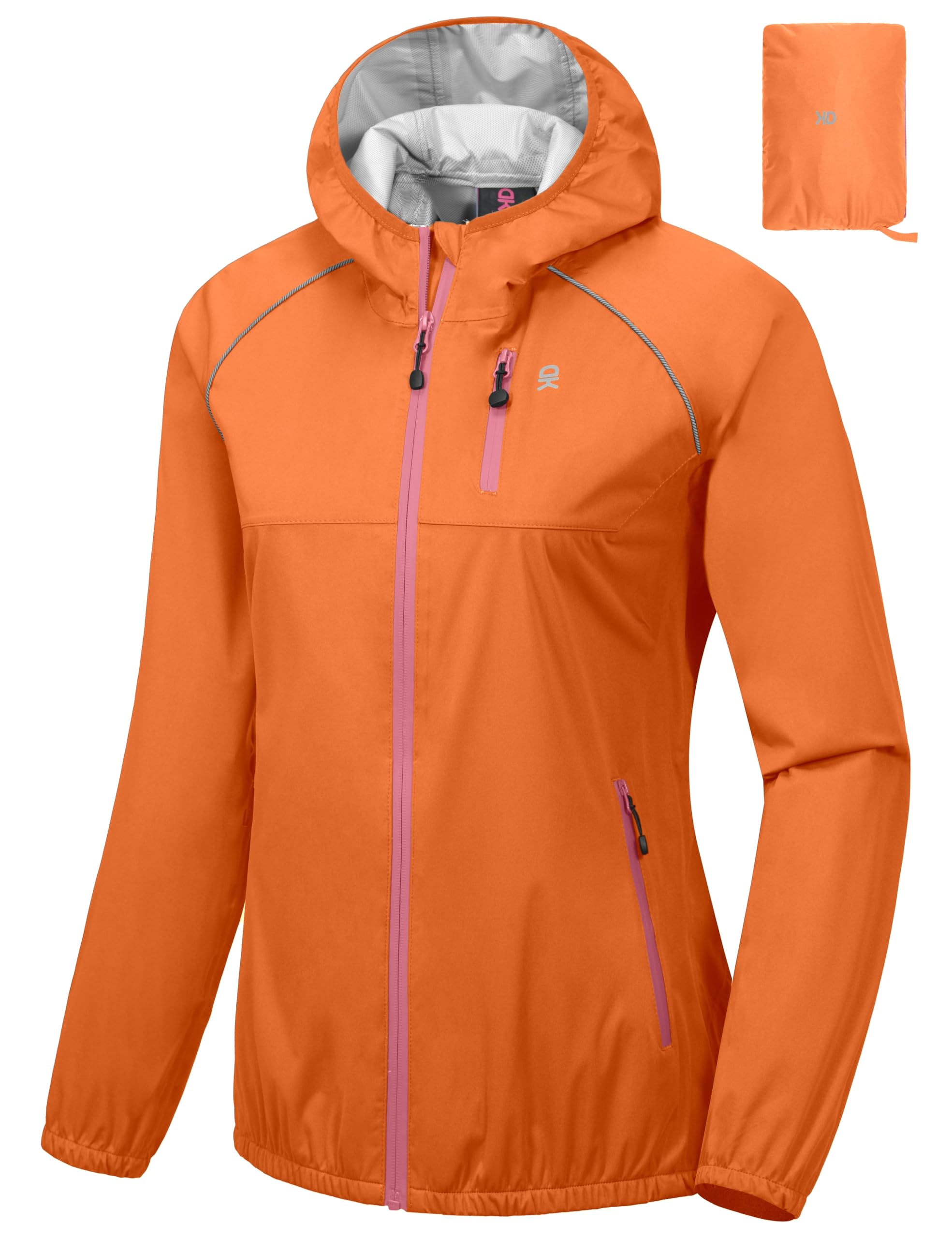 Little Donkey Andy Women's Lightweight Waterproof Cycling Jacket with Hood - Windproof, Stretchable & Packable Raincoat for Outdoor Biking, Hiking & Commuting