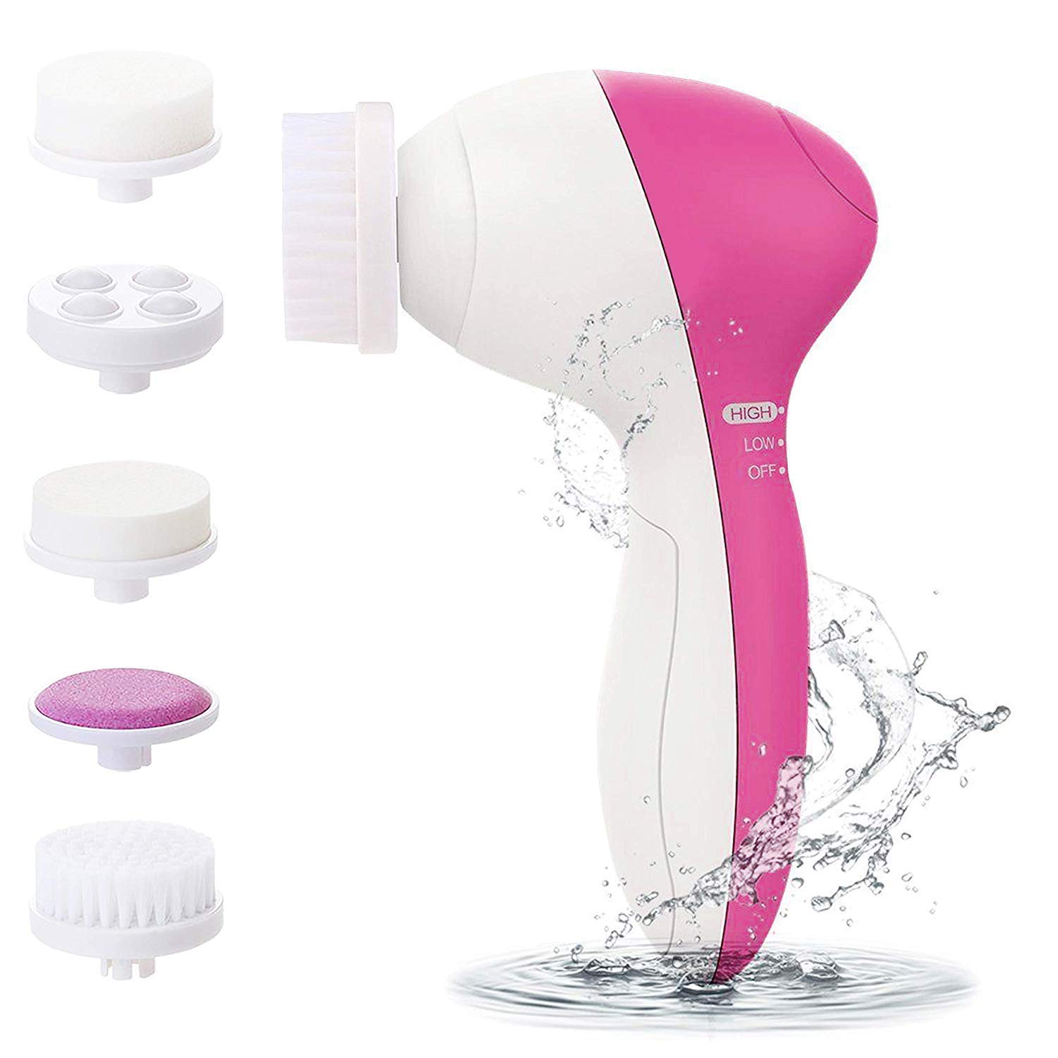 EAYIRA 5-in-1 Deep Cleansing Facial Brush Kit - Electric Face Cleansing Brush for Acne, Blackheads & Exfoliation - Waterproof Facial Massager for Sensitive Skin | Perfect for Daily Skincare Routine & Spa Treatments