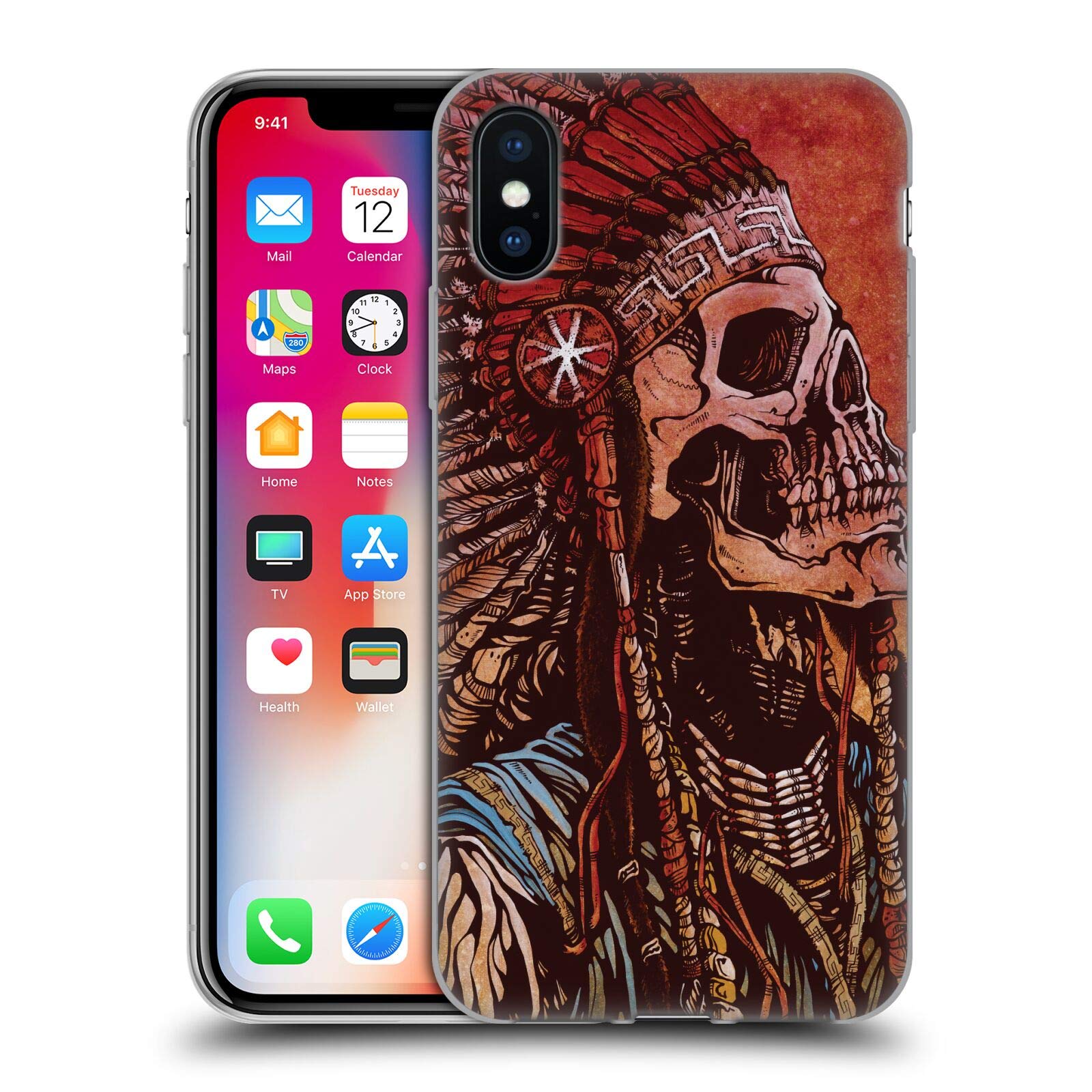 Officially Licensed David Lozeau Native American Colorful Grunge Soft Gel Case for Apple iPhone X/Xs - Durable Protective Cover with Artistic Design for Daily Use & Gift Giving