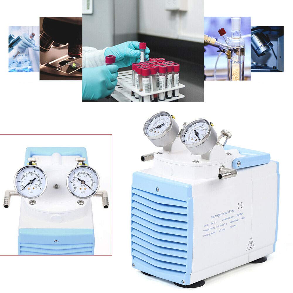 160W Electric Hydraulic Oilless Diaphragm Vacuum Pump - Oil Free Lab Vacuum System with Adjustable Pressure (0.08Mpa, 30L/Min, GM-0.5A) for Scientific Experiments, Medical Equipment & Industrial Filtration