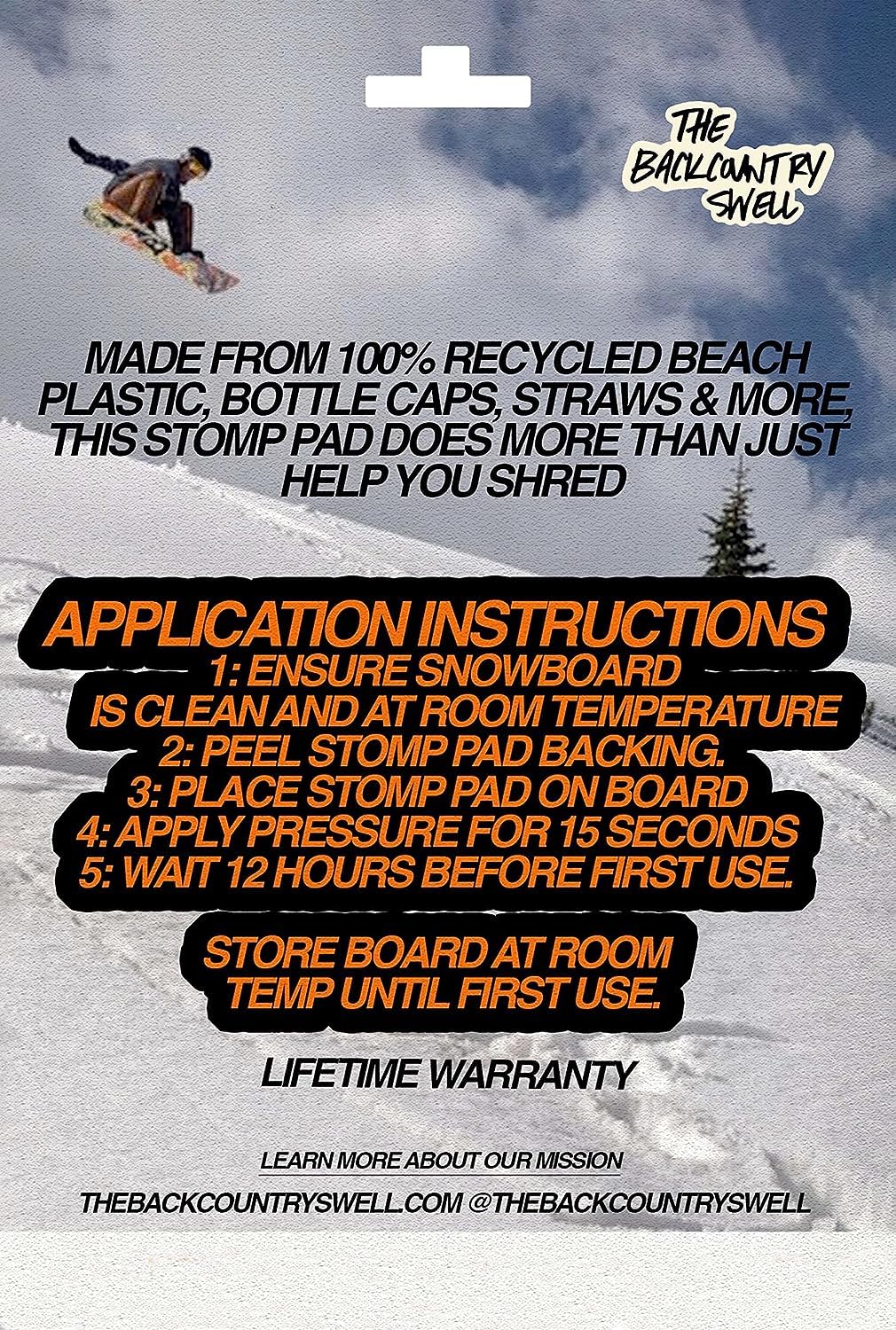 Eco-Friendly Snowboard Stomp Pad - 100% Recycled Plastic with Spike Grip for Maximum Traction | Perfect for Icy Slopes & Mountain Adventures