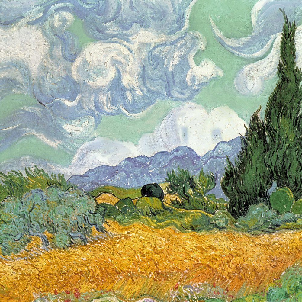 Microsoft Xbox One Skin Sticker - Van Gogh Wheatfield with Cypresses Painting Design | Protective Vinyl Decal for Xbox One Console & Controllers | Gaming Accessories & Room Decor