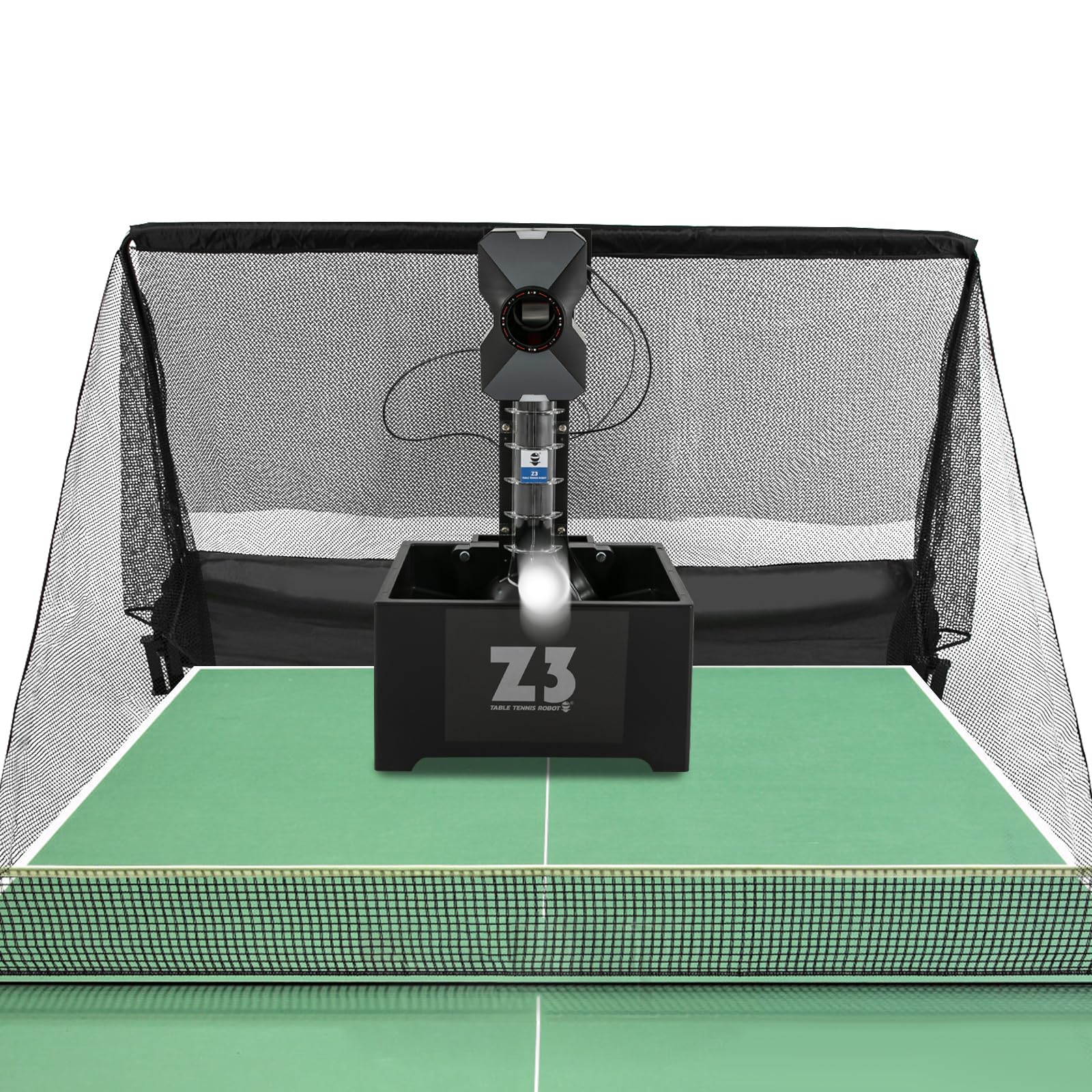 Professional Table Tennis Robot with Net - Automatic Ping Pong Ball Machine for Training | Includes 100 Balls | Perfect for Home Practice, Club Training & Backyard Games