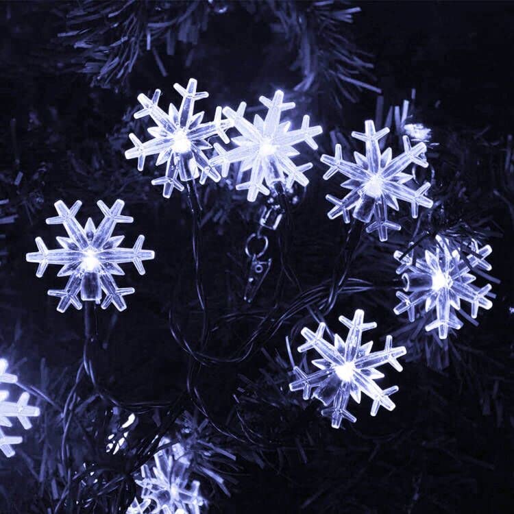 55ft 100 LED Solar Christmas Lights Outdoor Decorations - 8 Modes Waterproof Snowflake String Lights for Wedding, Party, Porch, Deck & Christmas Tree - Cool White Holiday Decor for Home, Garden & Festive Events
