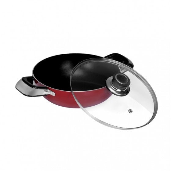 Royal Ford 26cm Non-Stick Wok Pan with Glass Lid - Premium Carbon Steel Stir Fry Pan for Asian Cooking, Sautéing & Deep Frying - Induction Compatible Cookware for Home & Restaurant Use