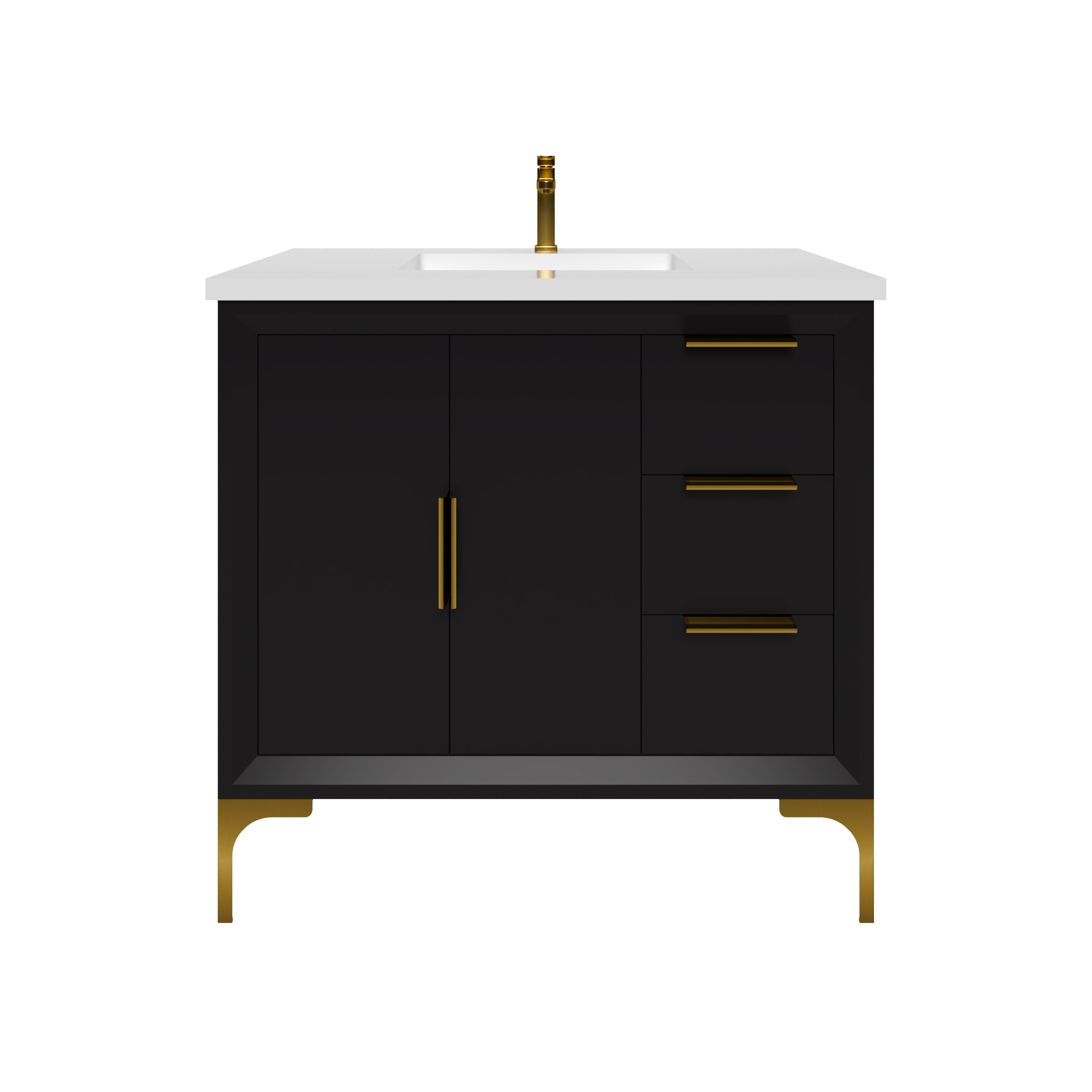 35.5 Inch Black Oxford Bathroom Vanity with Sink - Modern Single Sink Vanity for Bathroom Remodel, Small Space & Powder Room Makeover