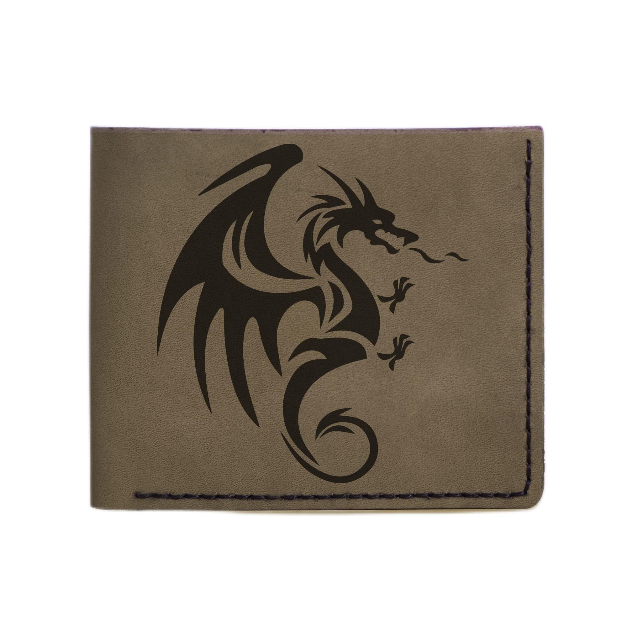 Genuine Leather Dragon Abstract Handmade Wallet for Men - Stylish & Durable RFID Blocking Bifold Wallet - Perfect for Everyday Use, Travel & Gifts
