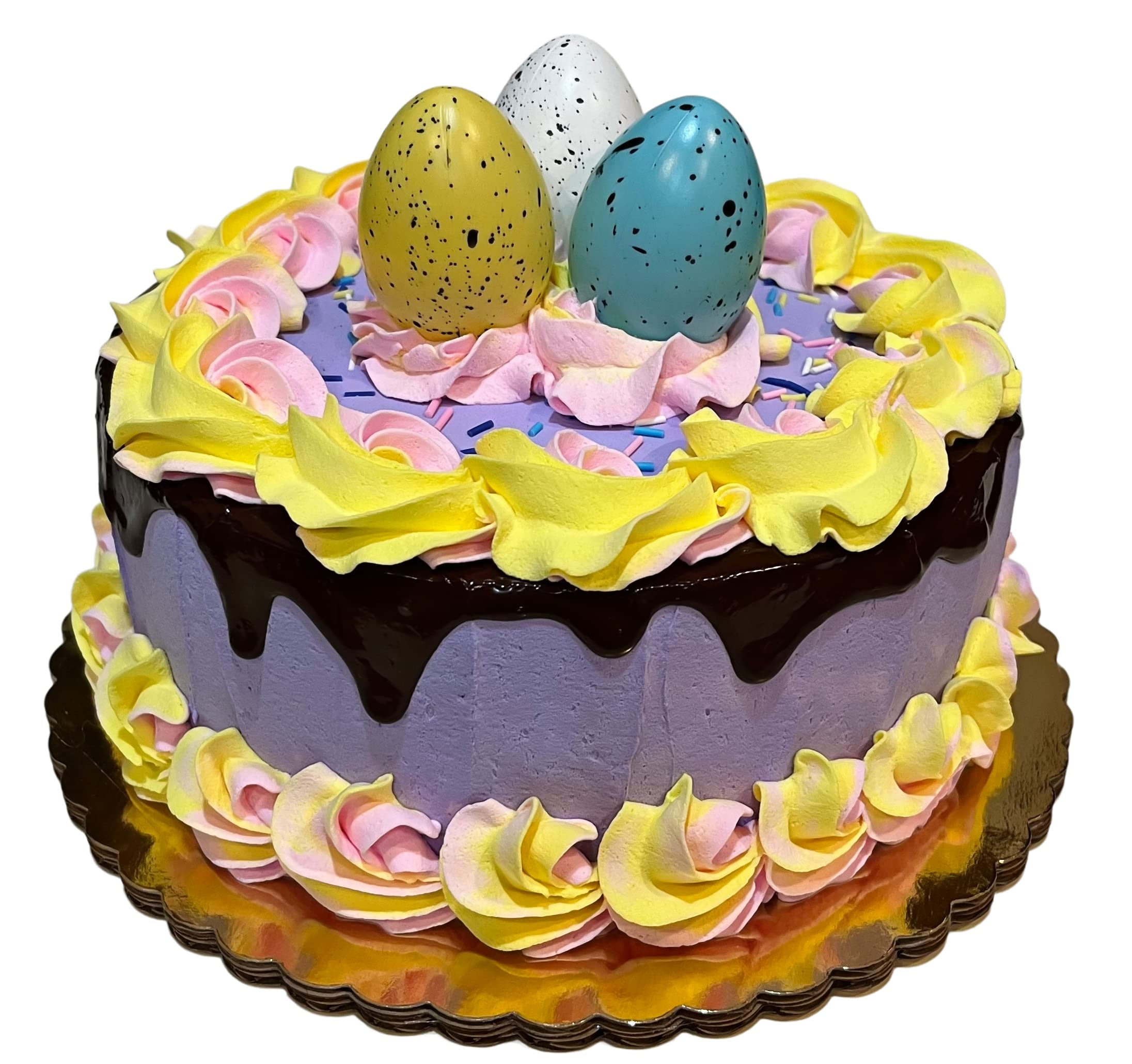 Artificial Cupcakes & Cakes for Display - Fake Cake Decorations for Home, Kitchen & Party Decor - Faux Desserts on Cake Plates - Easter Egg Fake Cakes - Perfect for Wedding Centerpieces, Dessert Table Displays & Home Decor