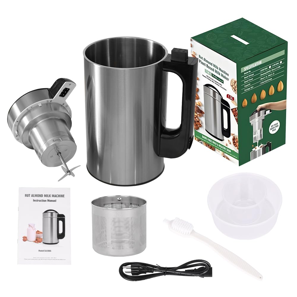 YUEWO Automatic Nut Milk Maker Machine - 7 Modes for Almond, Oat, Soy & Coconut Milk, Soups, Porridges & Smoothies (50oz) - Perfect for Vegan, Dairy-Free & Healthy Lifestyles at Home or Office