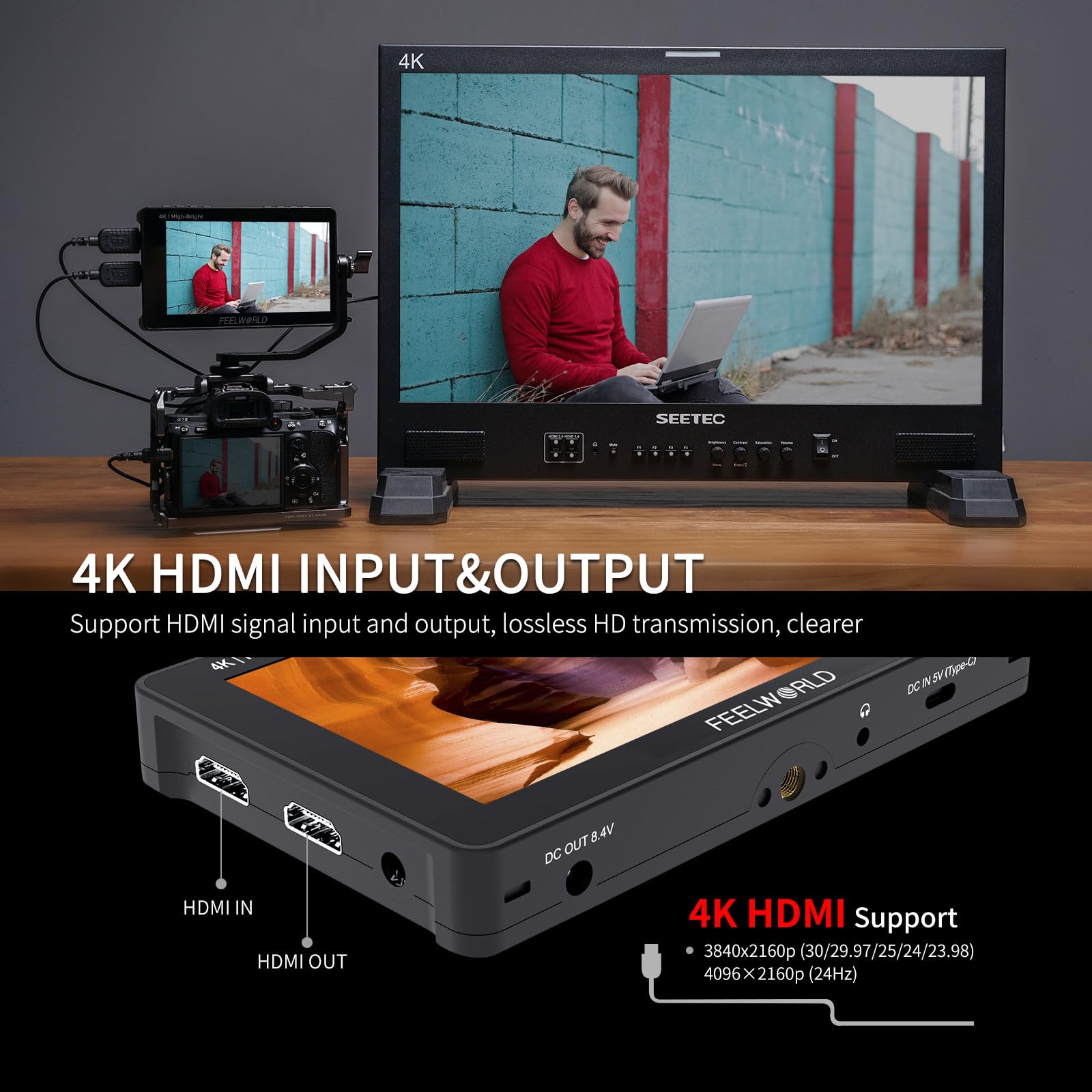 FEELWORLD F5PROX 5.5 Inch 1600Nit Ultra Bright 4K HDMI DSLR Camera Field Monitor with Touch Screen - Perfect for Outdoor Filming, Vlogging, and Professional Video Production