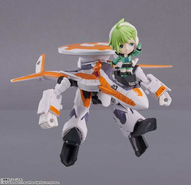 Bandai Tiny Session Macross Frontier VF-31E Siegfried & Reina Prowler Action Figure Set - Chuck Mustang Version | Anime Collectible Model Kit for Display & Play | Perfect for Fans and Model Enthusiasts
