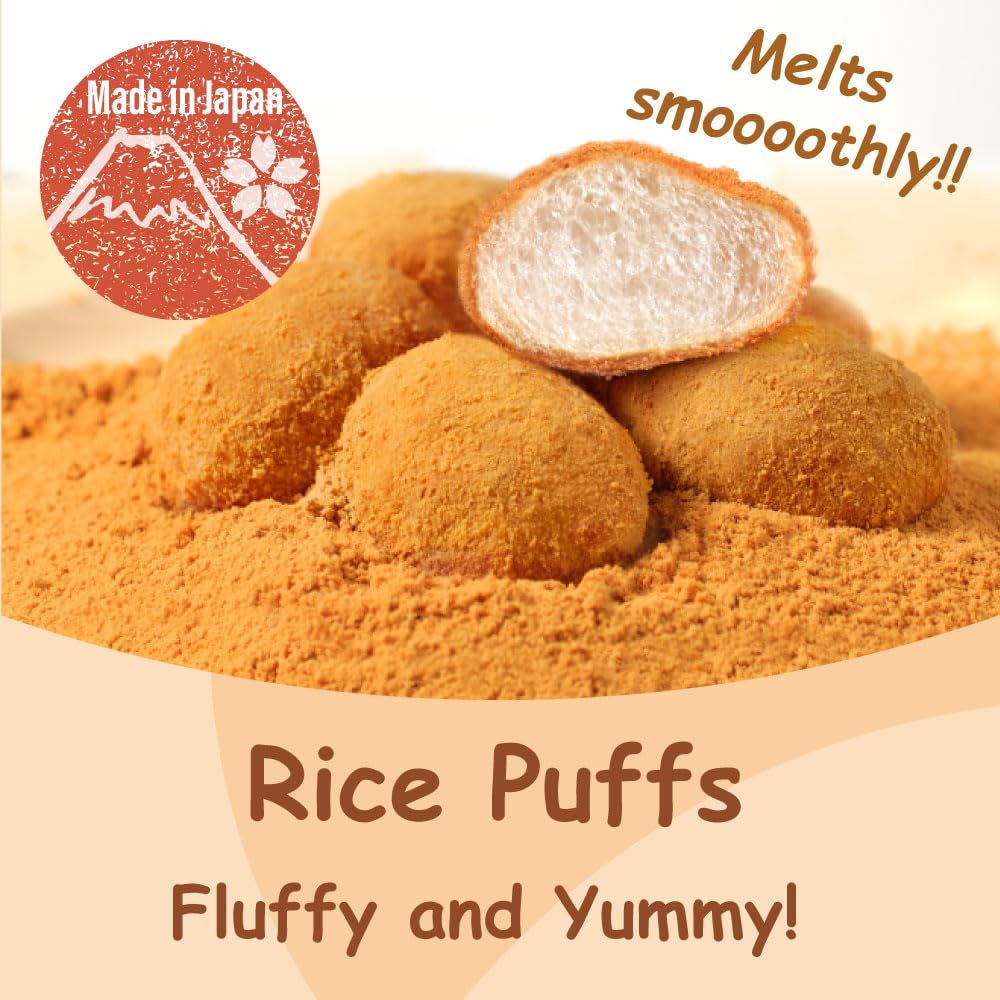 Funwari Meijin Fluffy Rice Puff Kinako - Japanese Rice Snack for Tea Time