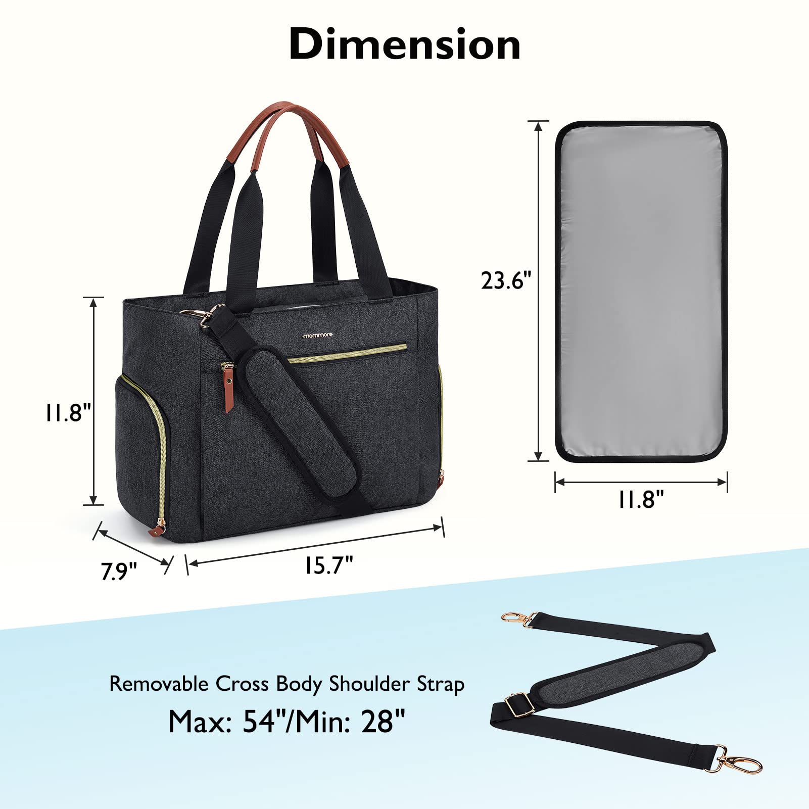 Mommore Breast Pump and Diaper Tote Bag with 15 Inch Laptop Sleeve - Compatible with Medela, Spectra S1/S2, Evenflo Pumps - Perfect for Nursing Moms, Work Commutes & Travel