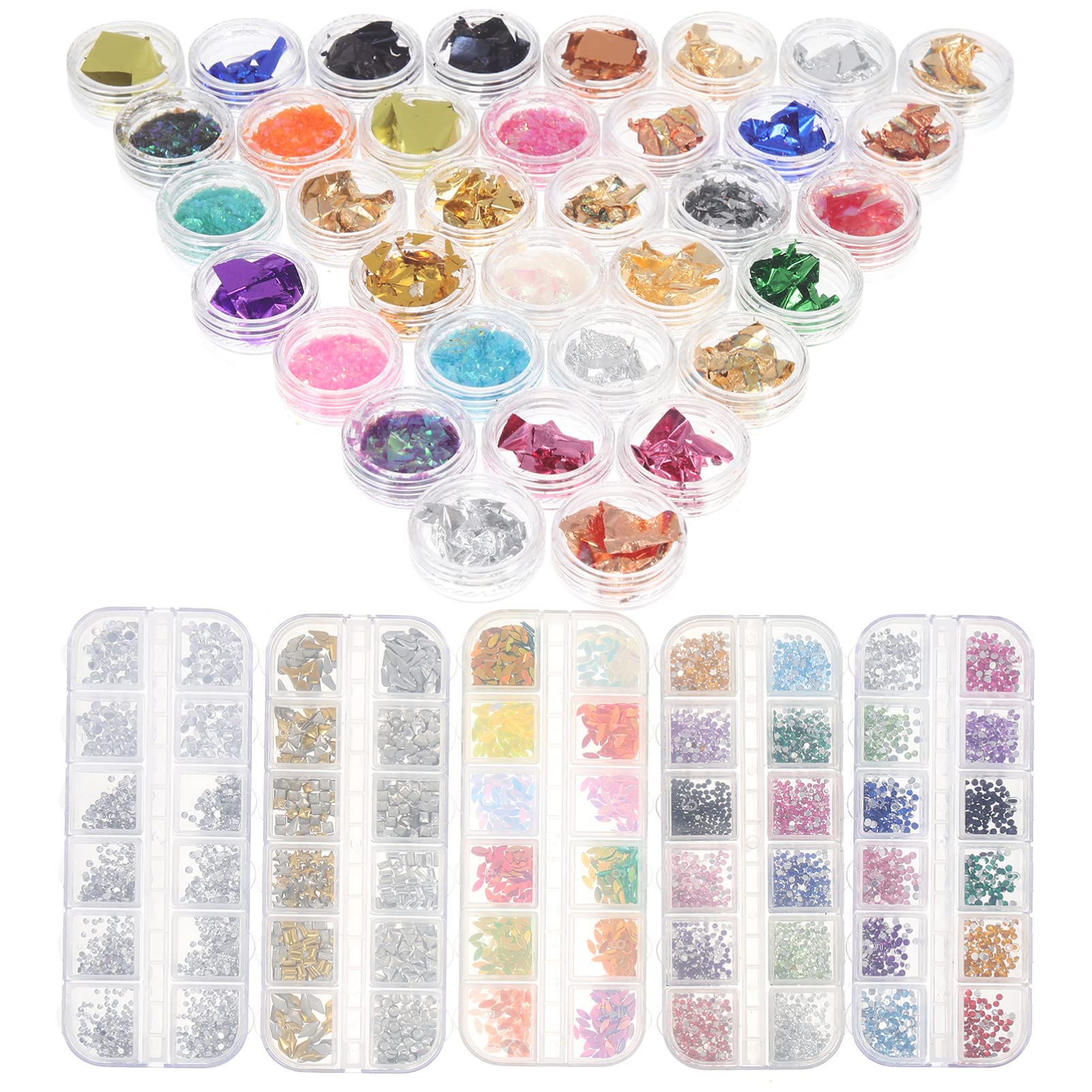 FRCOLOR Nail Art Rhinestones Kit - 1 Set Flatback Gems for Nail Decoration, DIY Manicure & Pedicure - Perfect Gift for Nail Techs & Women - Use for Salon, Home Nail Art & Party Glam Looks