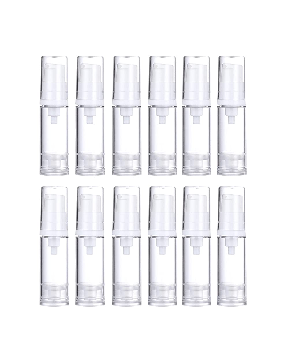 Wresty 12 Pack 5ml Airless Pump Bottles - Vacuum Lotion Containers for Travel, DIY Cosmetic Cream, Makeup Foundation & Toiletries | Leak-Proof Refillable Plastic Bottles for Skincare, Serums & Essential Oils