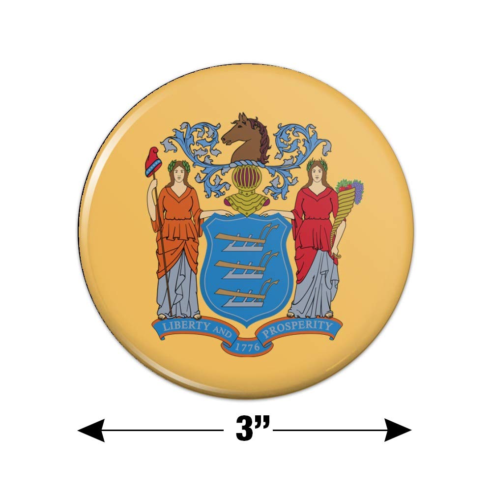 New Jersey State Flag Refrigerator Magnet - Strong Kitchen Fridge Locker Decorative Button Magnet for Home, Office, Dorm, or Gifts (NJ Pride Decor)