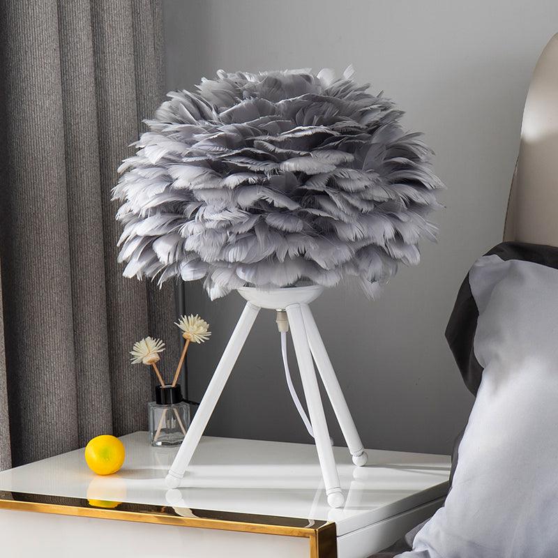 Elegant Goose Feather Table Lamp - Soft Warm White Light for Bedroom, Living Room & Office Decor - Perfect for Relaxation & Cozy Ambience