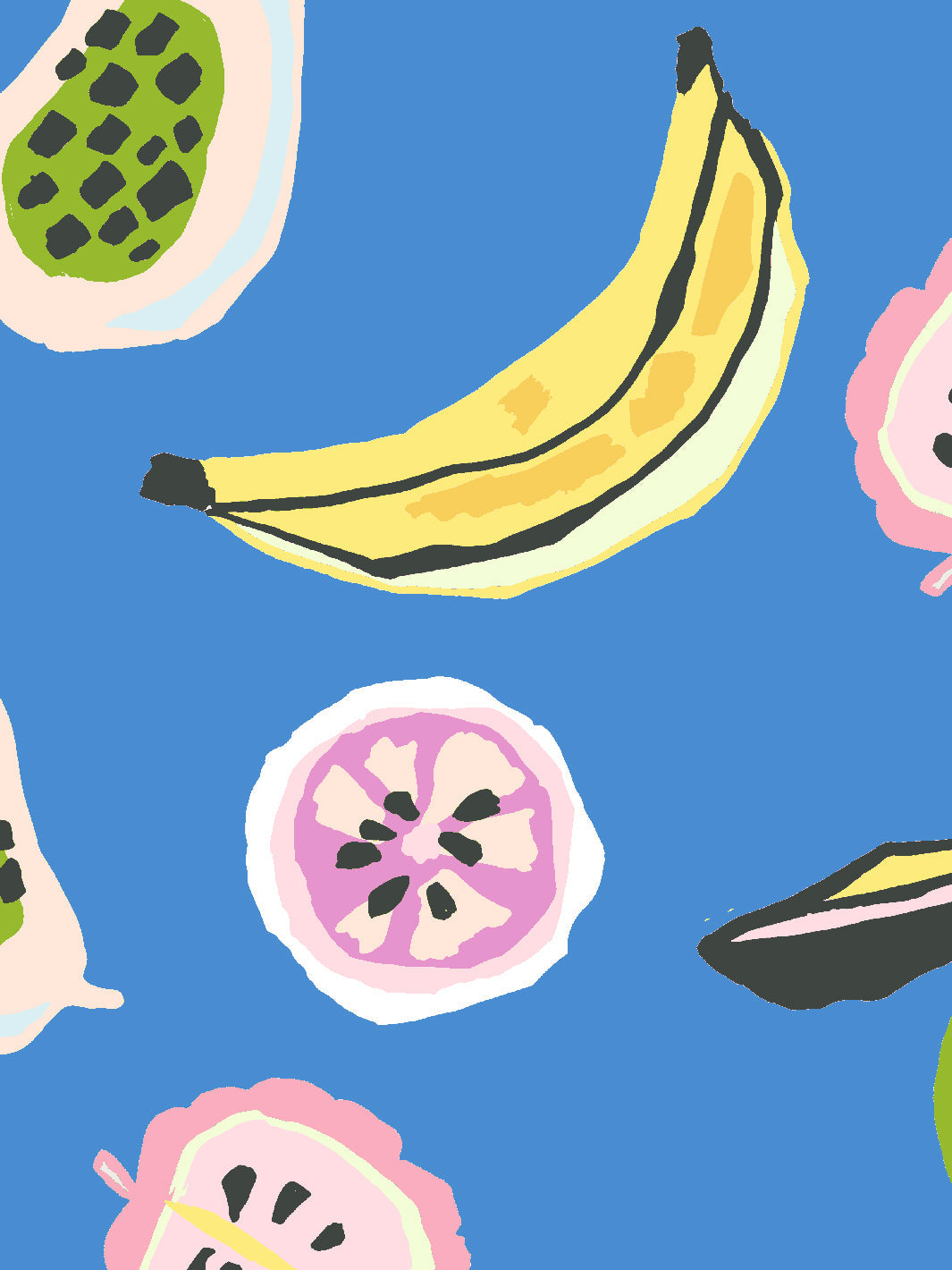 Cerulean 'Mango Papaya' Wallpaper by Tea Collection - Tropical Fruit Pattern Peel & Stick Wallpaper for Nursery, Bedroom, or Kitchen Decor