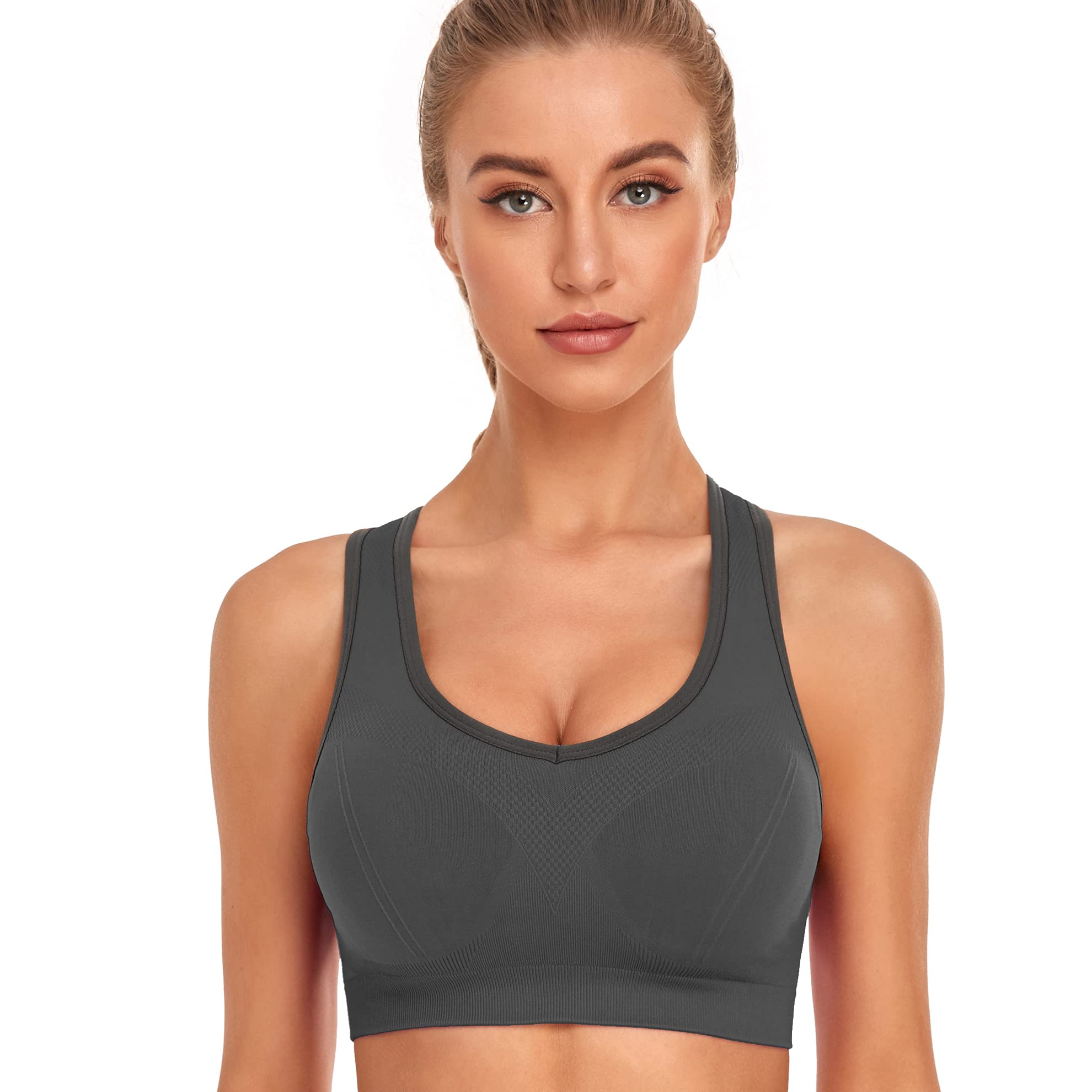 GXXGE Women's High Impact Sports Bra - Padded Racerback Workout Bra for Running, Yoga & Gym - Breathable Activewear Fitness Top for High-Intensity Training & Daily Wear