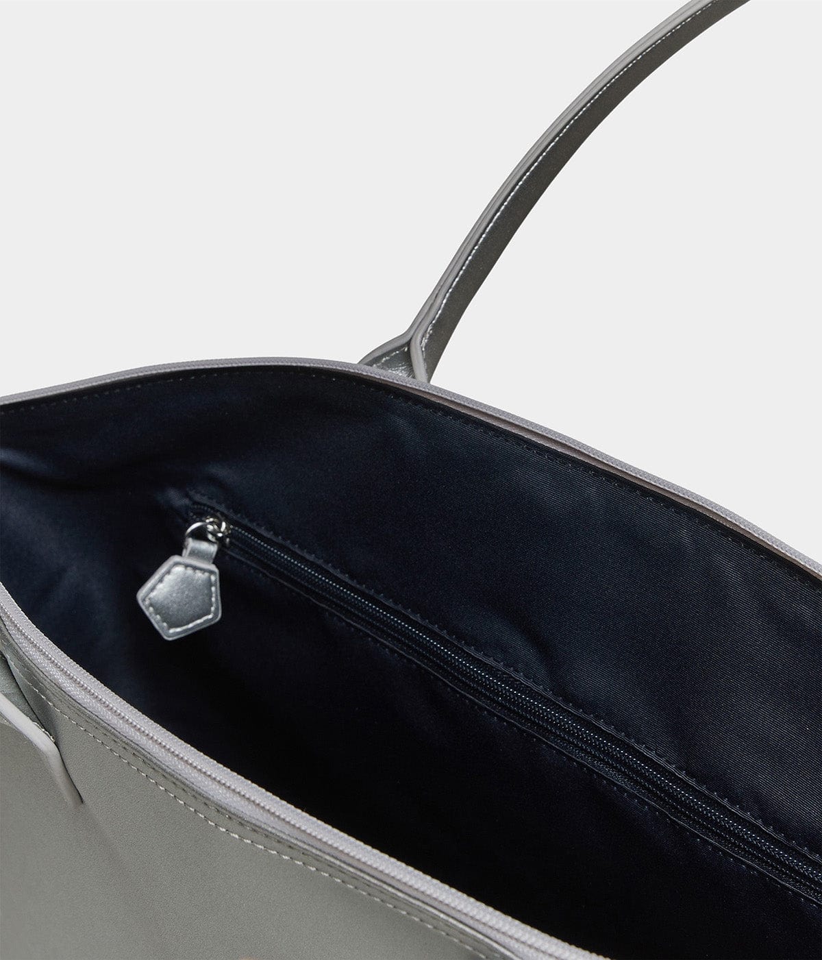 Jolly Apple Skin Vegan Leather Tote Bag - Silver | Eco-Friendly Fashion Accessory for Work, Travel & Everyday Use