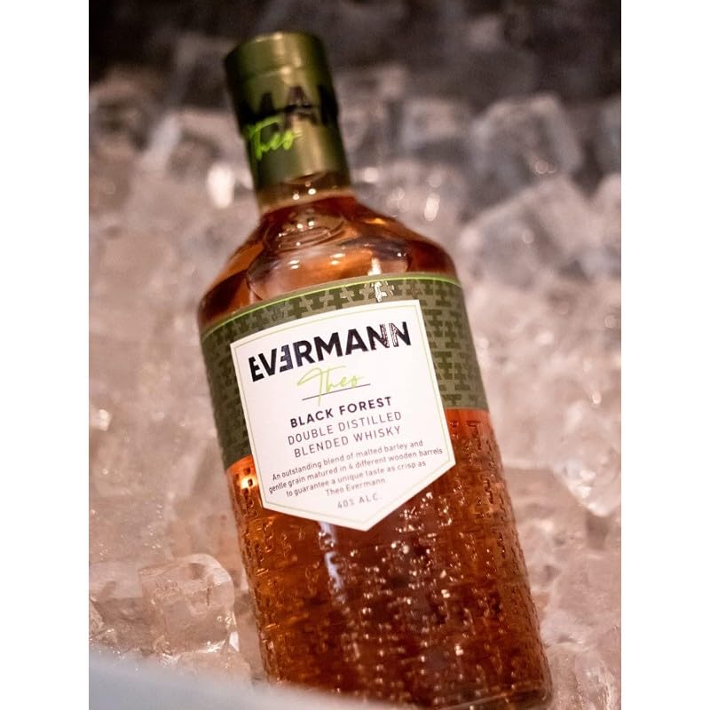 Theo Evermann Blended Whisky 40% ABV 700ml - Premium Black Forest Whisky with Free Tumbler Glass - Perfect for Gifts, Parties & Relaxing Evenings