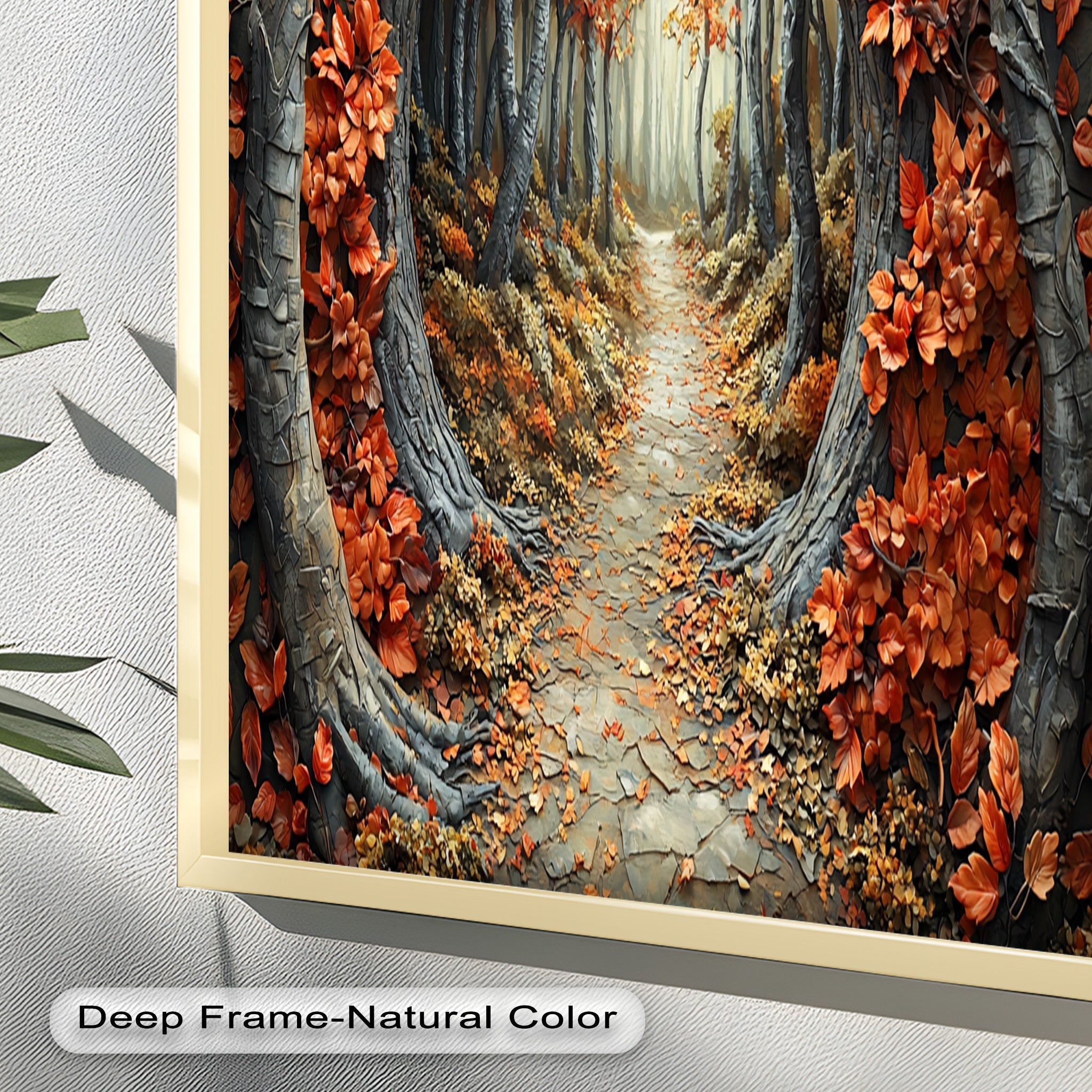 Autumn Path - Enchanted Forest Oil Painting Wall Art for Living Room, Bedroom Decor - Nature Landscape Canvas Print for Home & Office