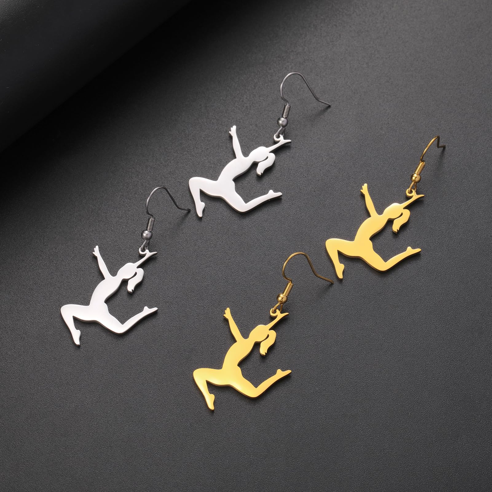 Amaxer Heart-Shaped Gymnastics Earrings for Girls - Dangle Drop Jewelry Gift for Gymnast Team - Inspirational Sports Jewelry for Competitions, Training & Performance