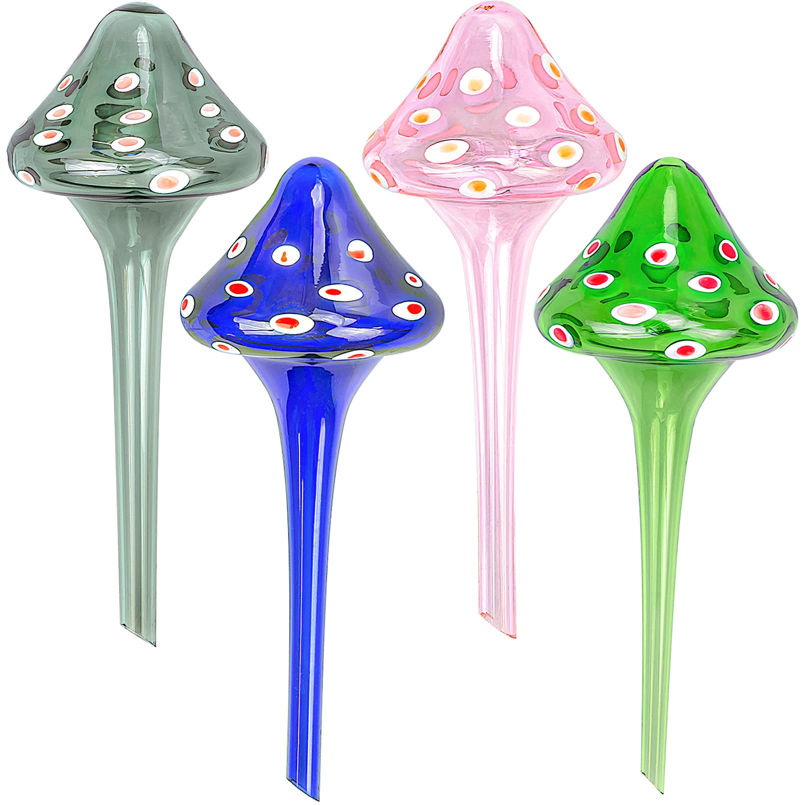 DIMUAT 4Pcs Automatic Plant Watering Globes - Newest Multicolor Glass Self-Watering Bulbs for Indoor/Outdoor Plants | Perfect for Vacation Plant Care & Home Garden Decor